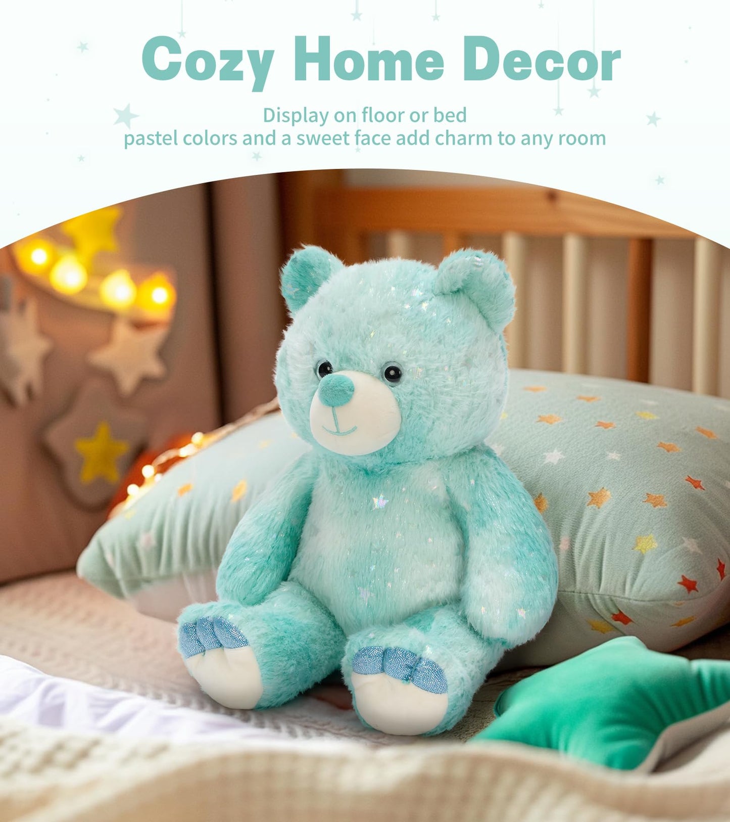 Tezituor Rainbow Bear Plush 13.78in – Soft Teddy, Huggable Gift