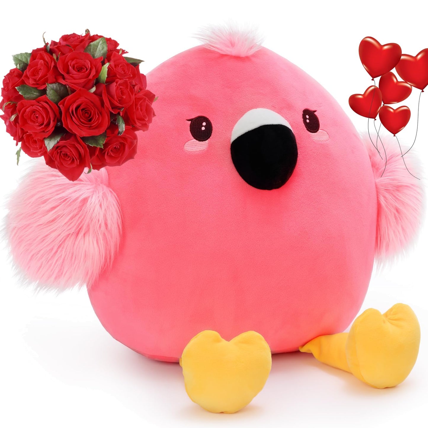 Tezituor Easter Pink Flamingo Stuffed Animal – Soft Plush Flamingo Toy & Zippered Pillow