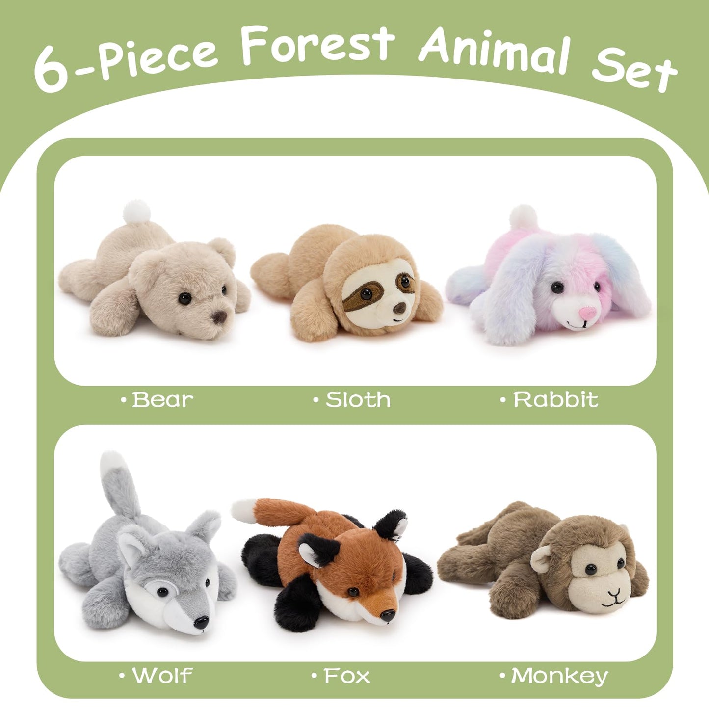 Tezituor 6 Pcs Woodland Plush Set – 7-Inch Stuffed Animals Bulk