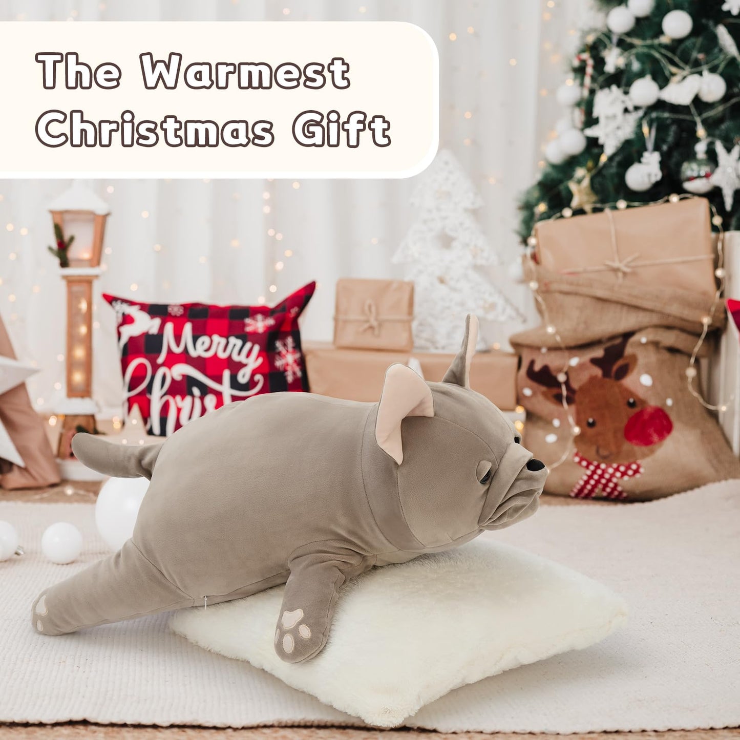 Tezituor 2.5lb Plush French Bulldog Pillow – 30-Inch Hugging Cushion