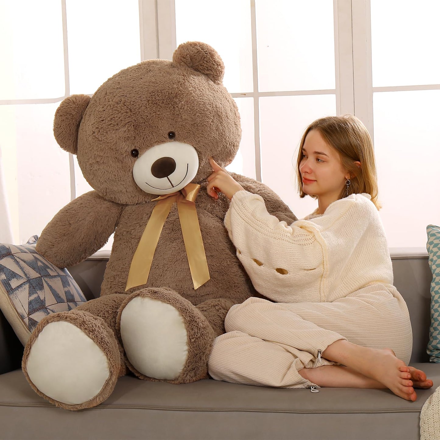 Tezituor 5ft Giant Teddy Bear - 59-Inch Brown Stuffed Animal for Gifts