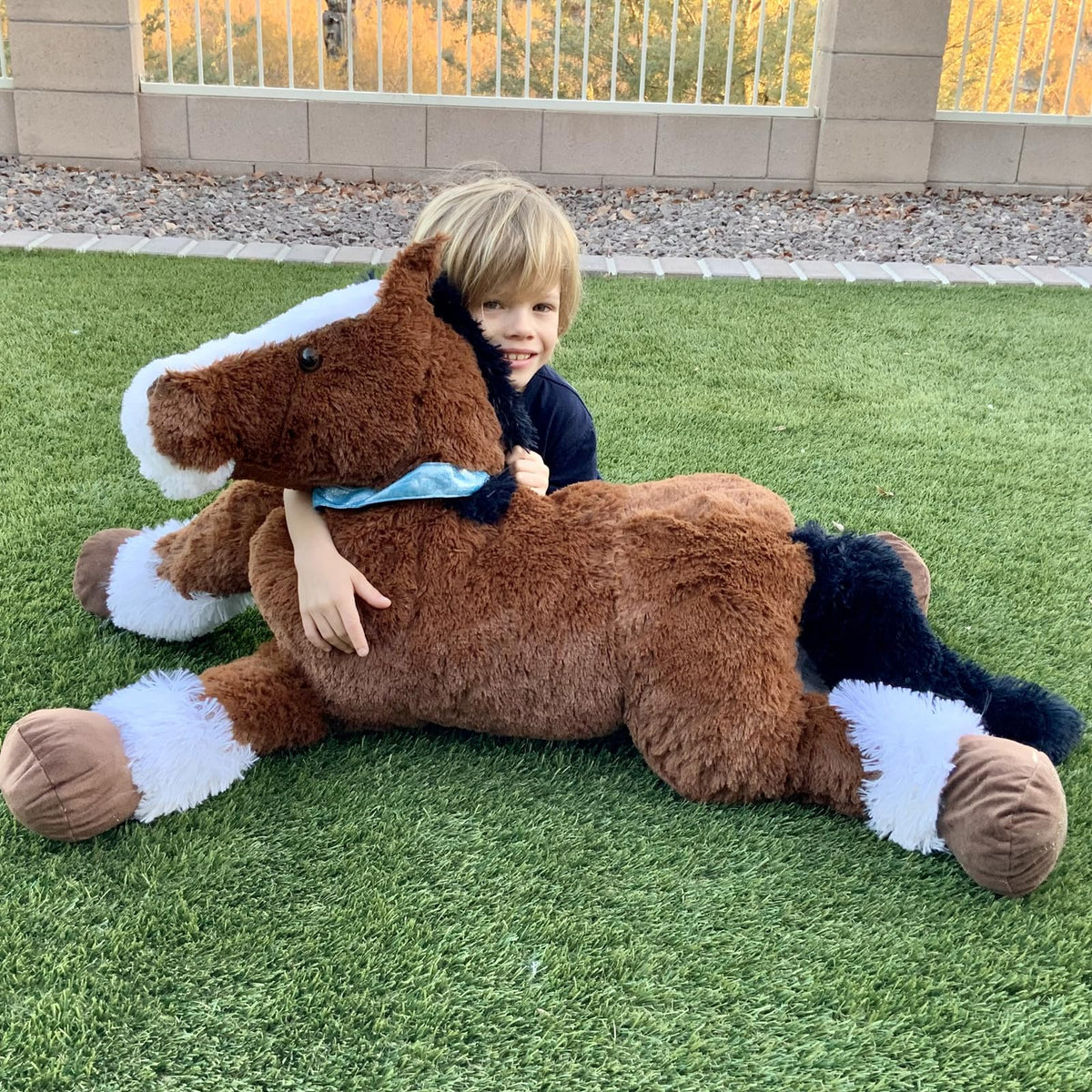 Tezituor 4ft Realistic Horse Plush Pillow – Giant Chocolate Pony for Kids