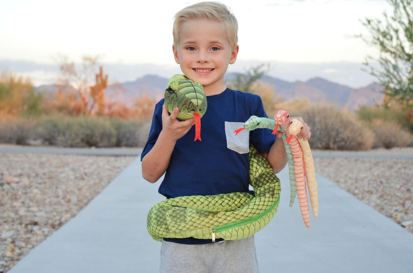 Tezituor Giant Snake Stuffed Animal With 3 Babies And 2 Eggs - 80-Inch Green Boa Plush