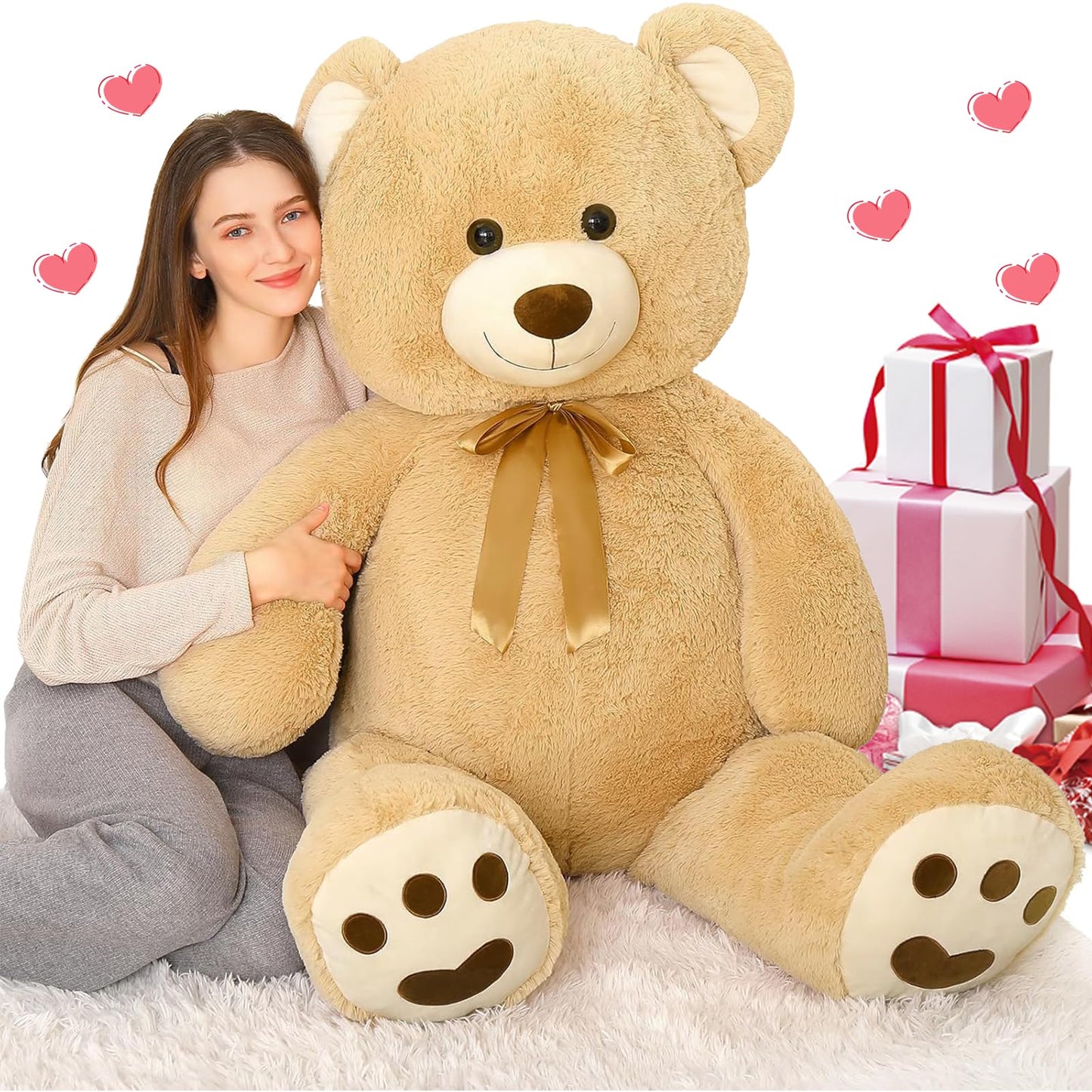 Tezituor 59-Inch Giant Teddy Bear – Life-Size Plush for Gifting & Home Decor