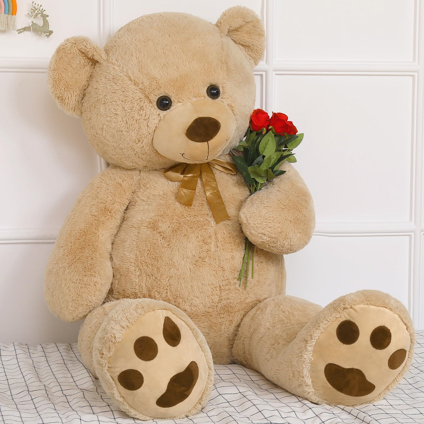 Tezituor Giant Teddy Bear 5 ft Tall – Light Brown Life-Size Plush, 59 Inches