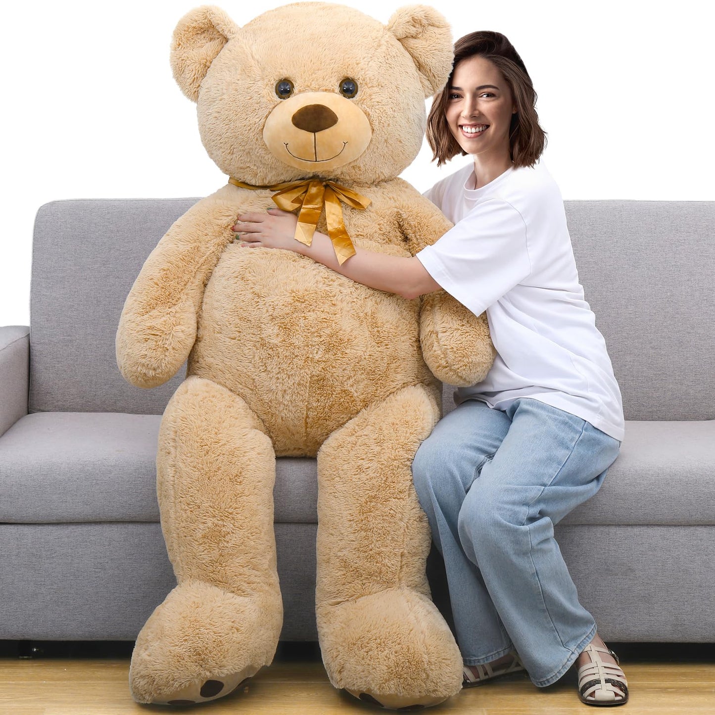 Tezituor Giant Teddy Bear 5 ft Tall – Light Brown Life-Size Plush, 59 Inches