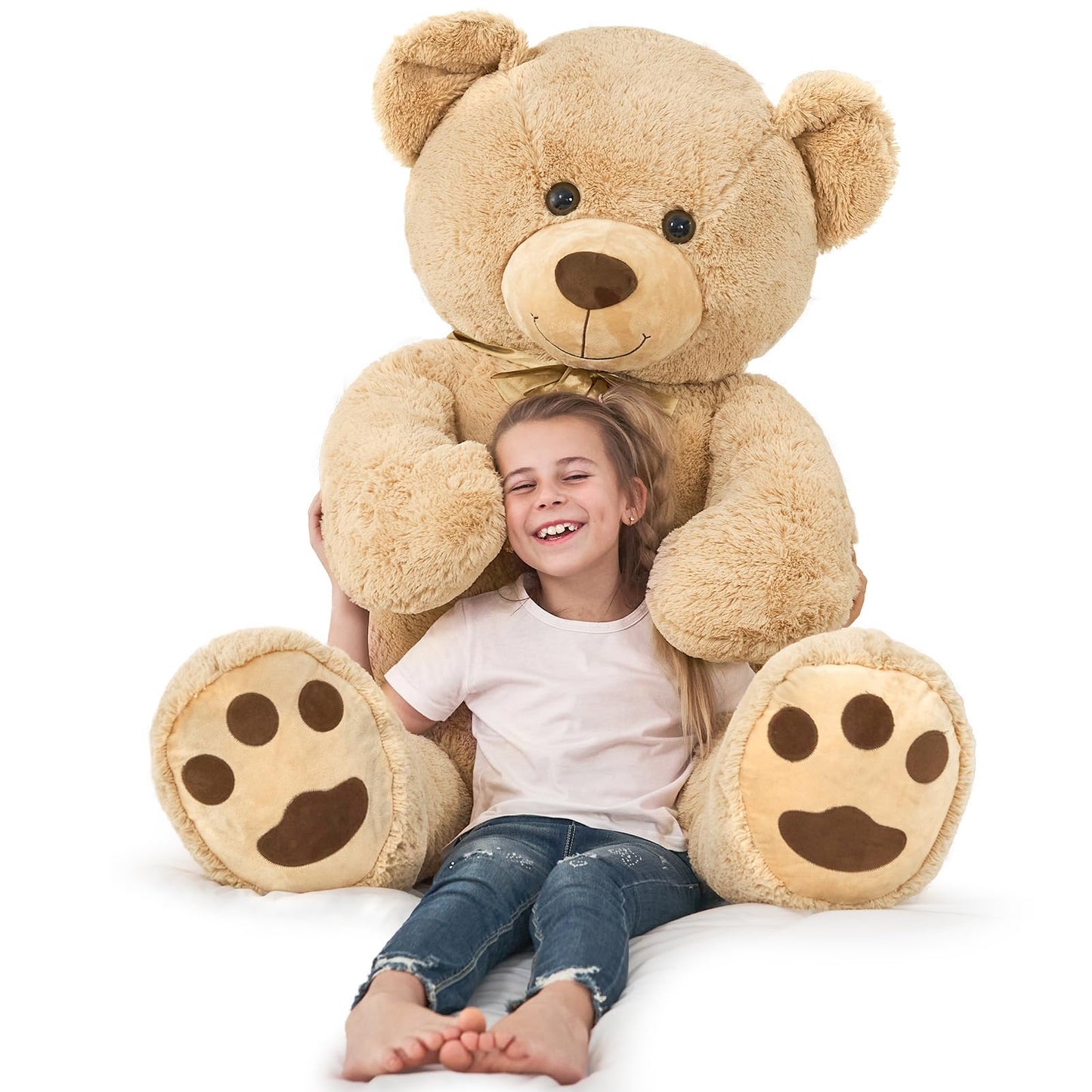 Tezituor Giant Teddy Bear 5 ft Tall – Light Brown Life-Size Plush, 59 Inches