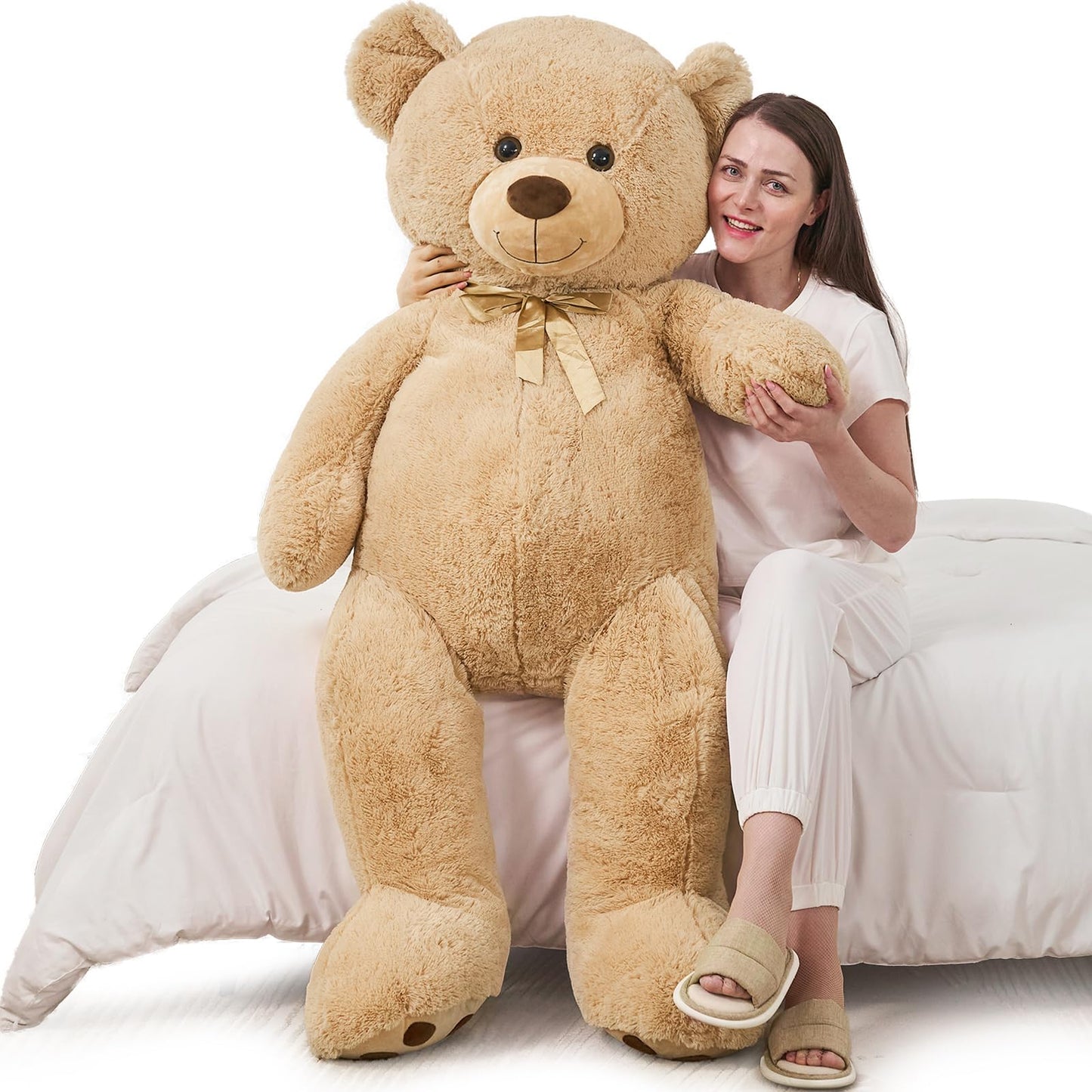 Tezituor Giant Teddy Bear 5 ft Tall – Light Brown Life-Size Plush, 59 Inches