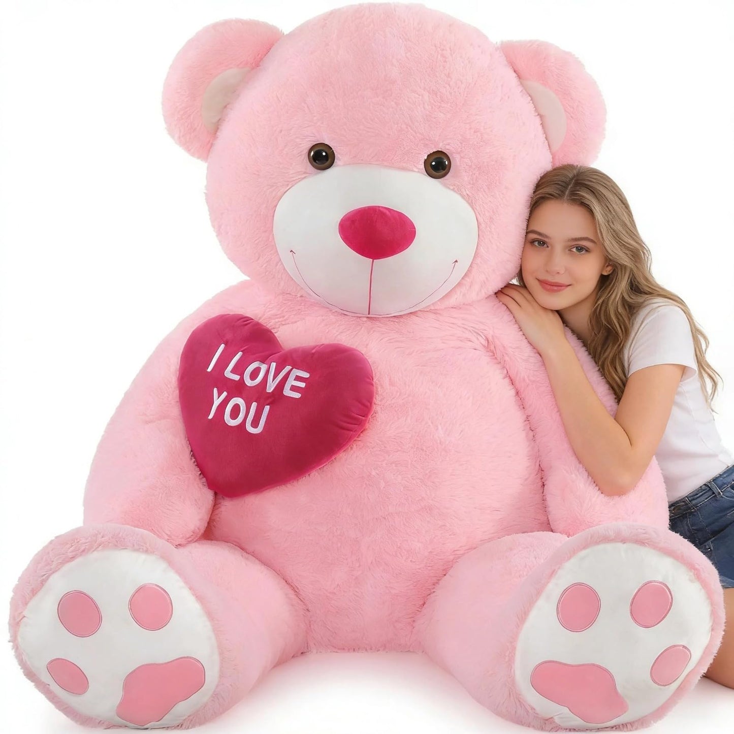 Tezituor Giant 6ft Teddy Bear with Red Heart – Perfect Gift for Valentine’s, Anniversary & Long-Distance Love