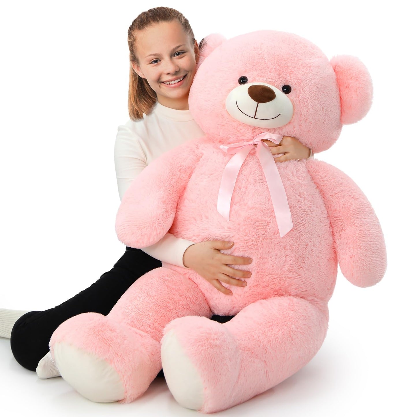 Tezituor 52-Inch Giant Pink Teddy Bear – Life-Size Plush for Hugs, Gifts & Room Decor