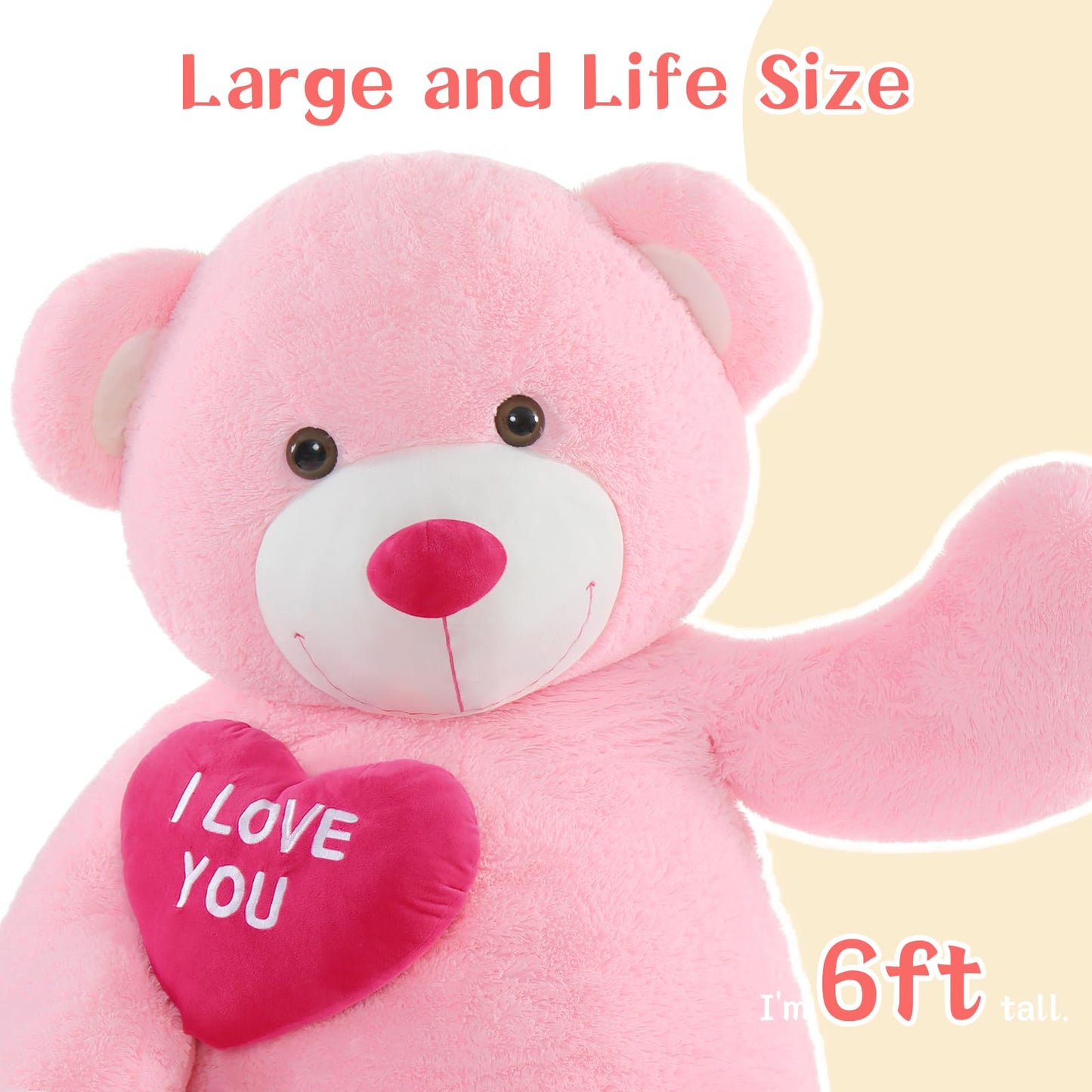 Tezituor Giant 6ft Teddy Bear with Red Heart – Perfect Gift for Valentine’s, Anniversary & Long-Distance Love
