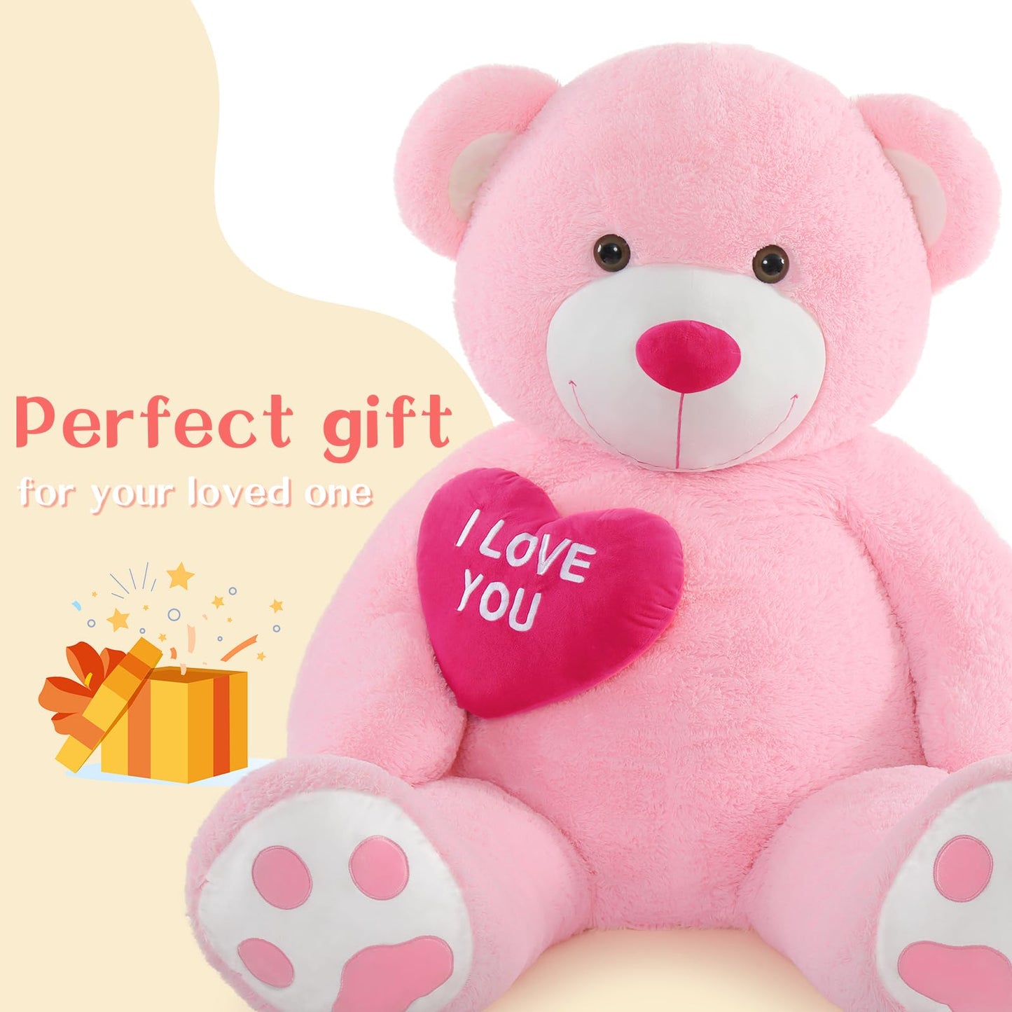 Tezituor Giant 6ft Teddy Bear with Red Heart – Perfect Gift for Valentine’s, Anniversary & Long-Distance Love