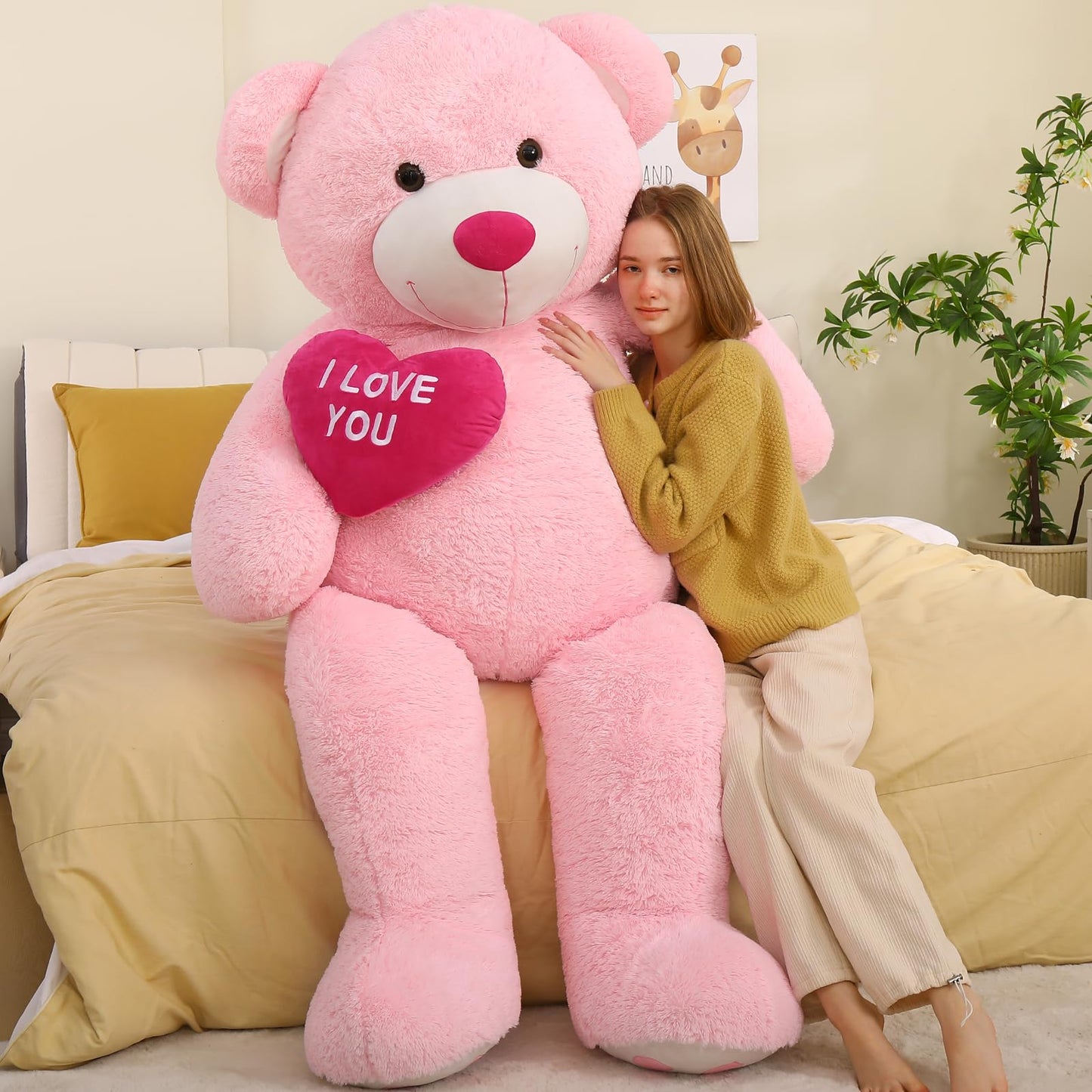 Tezituor Giant 6ft Teddy Bear with Red Heart – Perfect Gift for Valentine’s, Anniversary & Long-Distance Love
