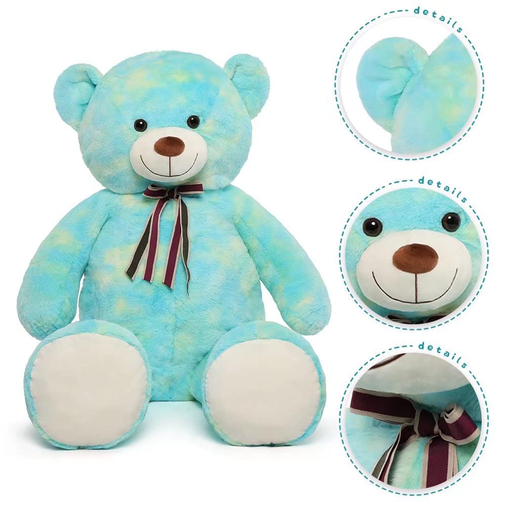 Tezituor 52in Giant Teddy Bear – Life-Size Plush Toy, Rainbow Green Gift for Valentine, Christmas, Birthday