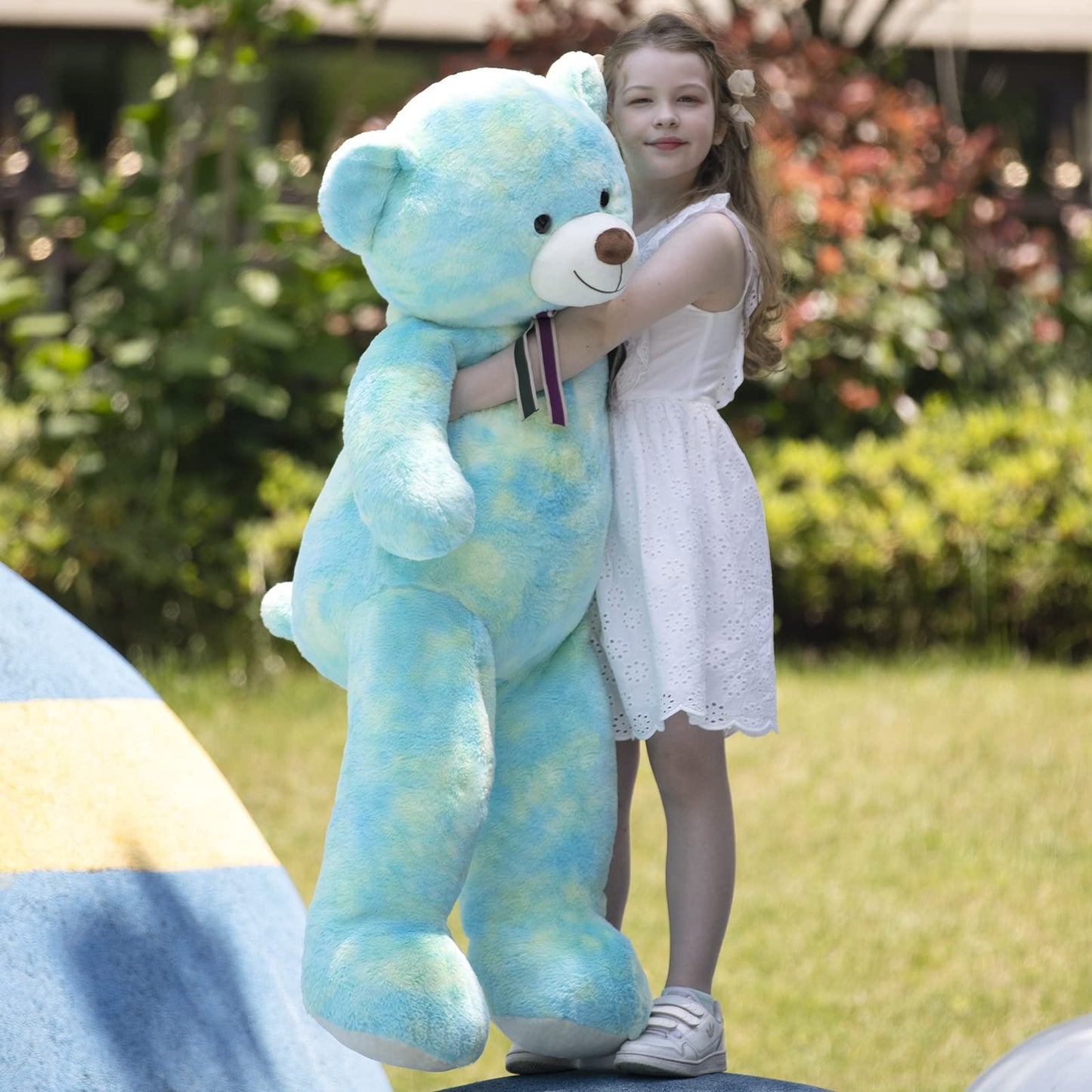 Tezituor 52in Giant Teddy Bear – Life-Size Plush Toy, Rainbow Green Gift for Valentine, Christmas, Birthday