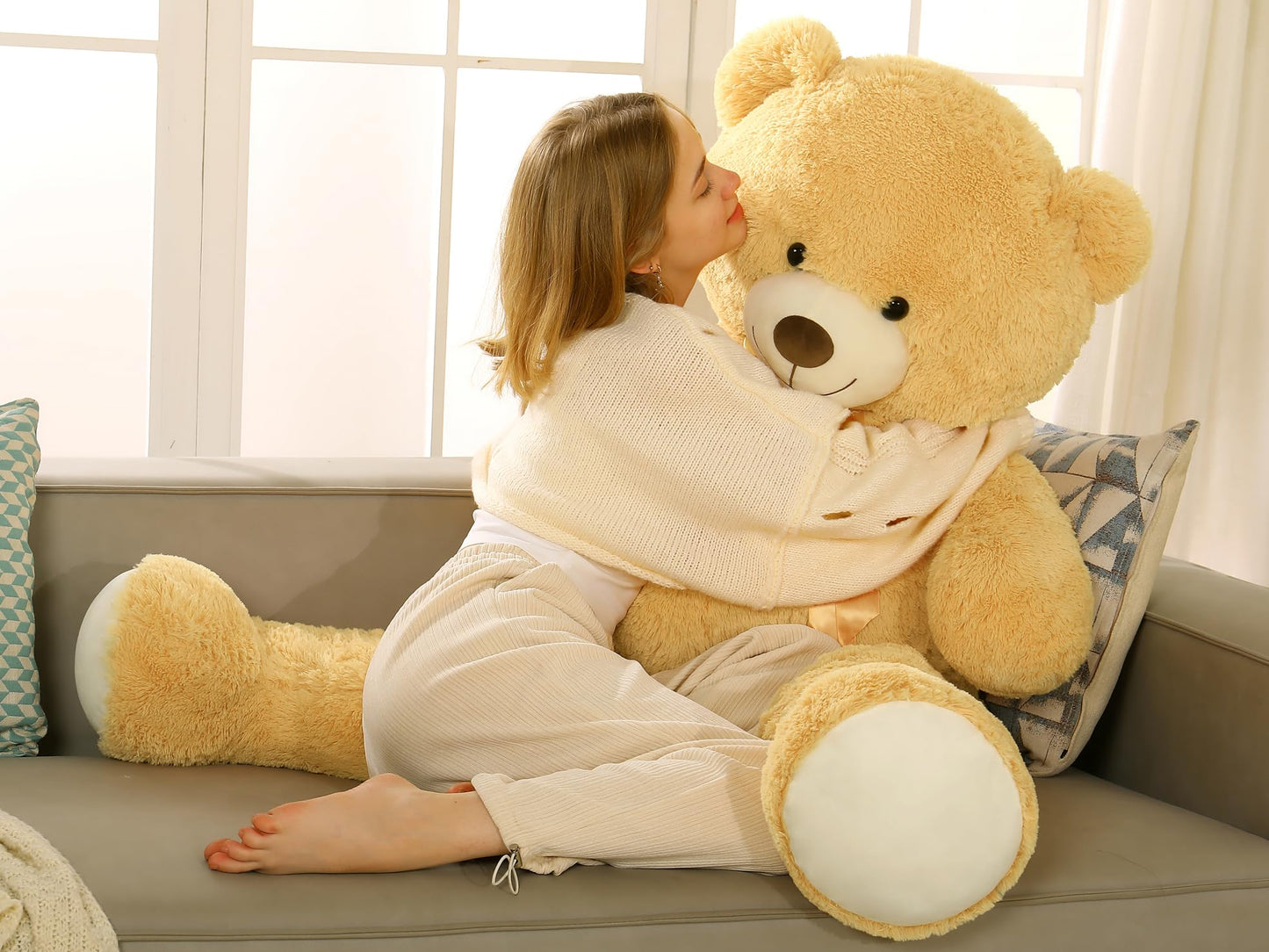 Tezituor 59-Inch Giant Teddy Bear – Life-Size Soft Plush Gift for Kids & Loved Ones