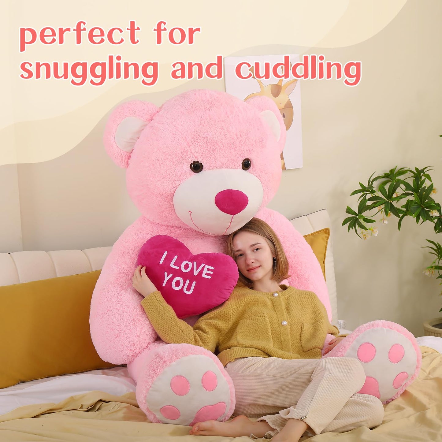 Tezituor Giant 6ft Teddy Bear with Red Heart – Perfect Gift for Valentine’s, Anniversary & Long-Distance Love