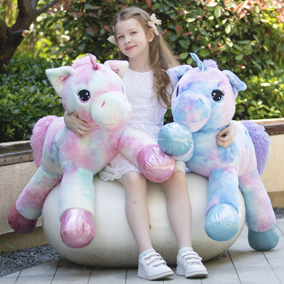 Tezituor 43in Giant Unicorn Stuffed Animal – Rainbow Plush for Kids, Decor & Gifts