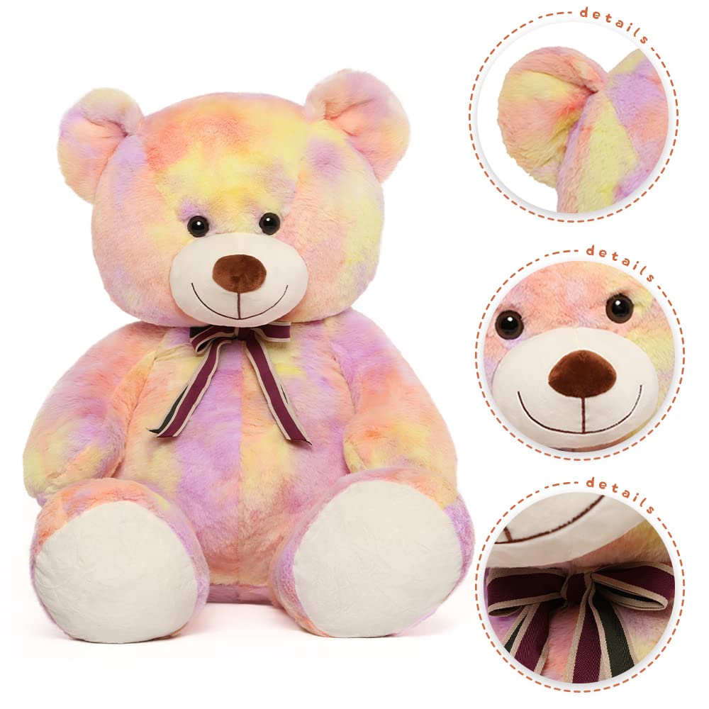 Tezituor 40in Giant Teddy Bear – Rainbow Yellow Plush, Large Huggable Toy for Baby Showers, Christmas & More