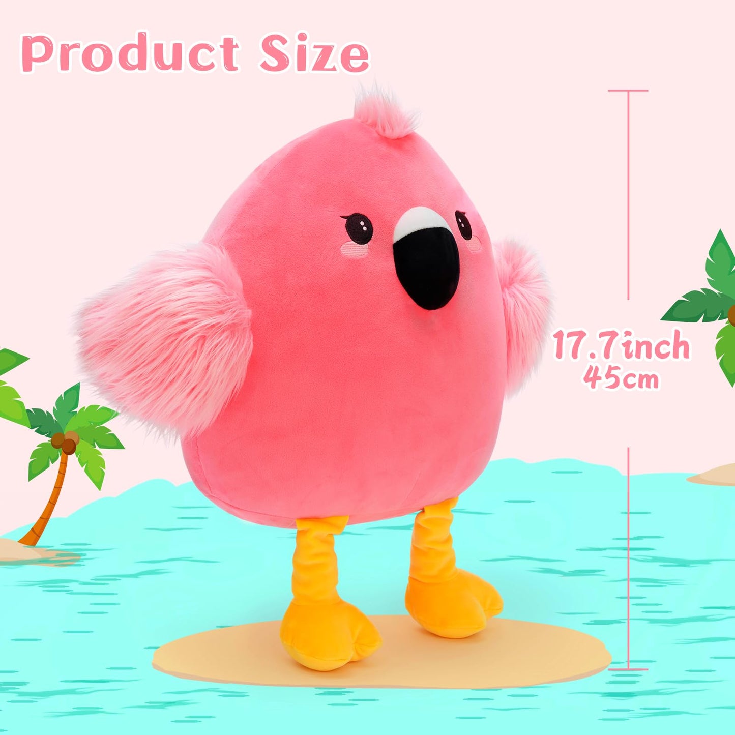 Tezituor Easter Pink Flamingo Stuffed Animal – Soft Plush Flamingo Toy & Zippered Pillow