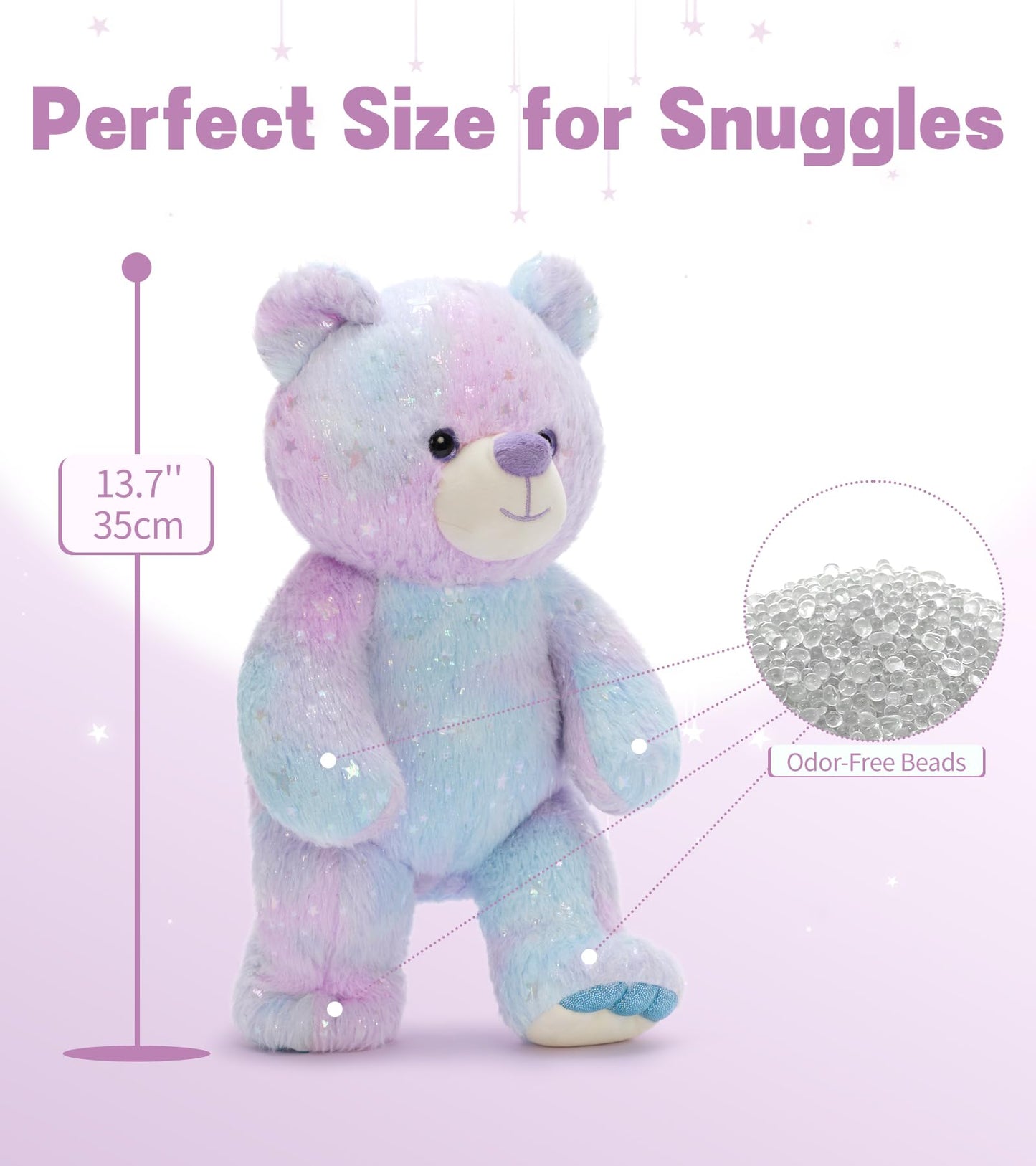 Tezituor Rainbow Bear Plush Toy – 13.78in Teddy Bear for Cozy Cuddles & Gifts