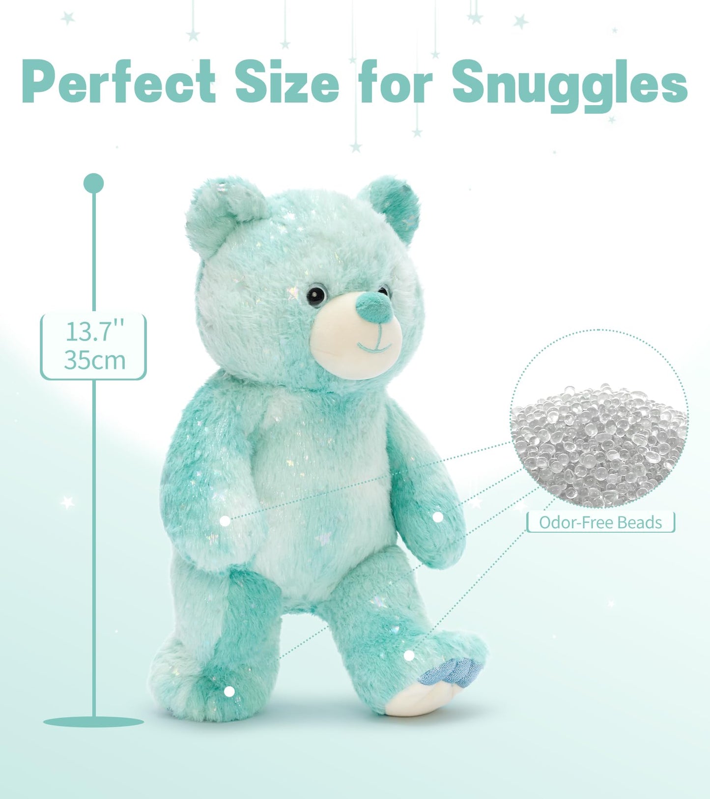 Tezituor Rainbow Bear Plush 13.78in – Soft Teddy, Huggable Gift