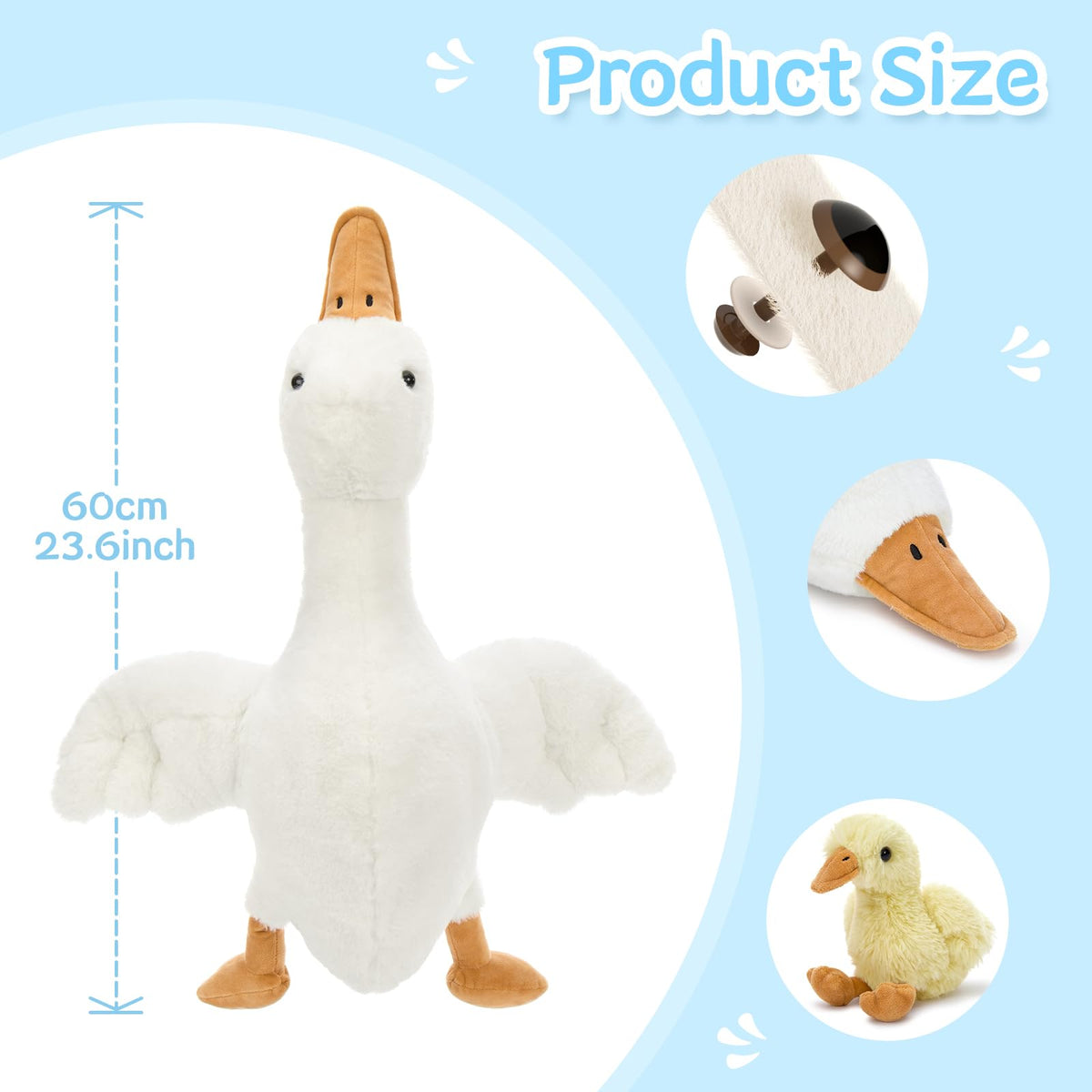 Tezituor Goose Stuffed Animal Set — 23.6-Inch Large Goose Plush with Mother and Babies for Cuddling, Play, and Decor