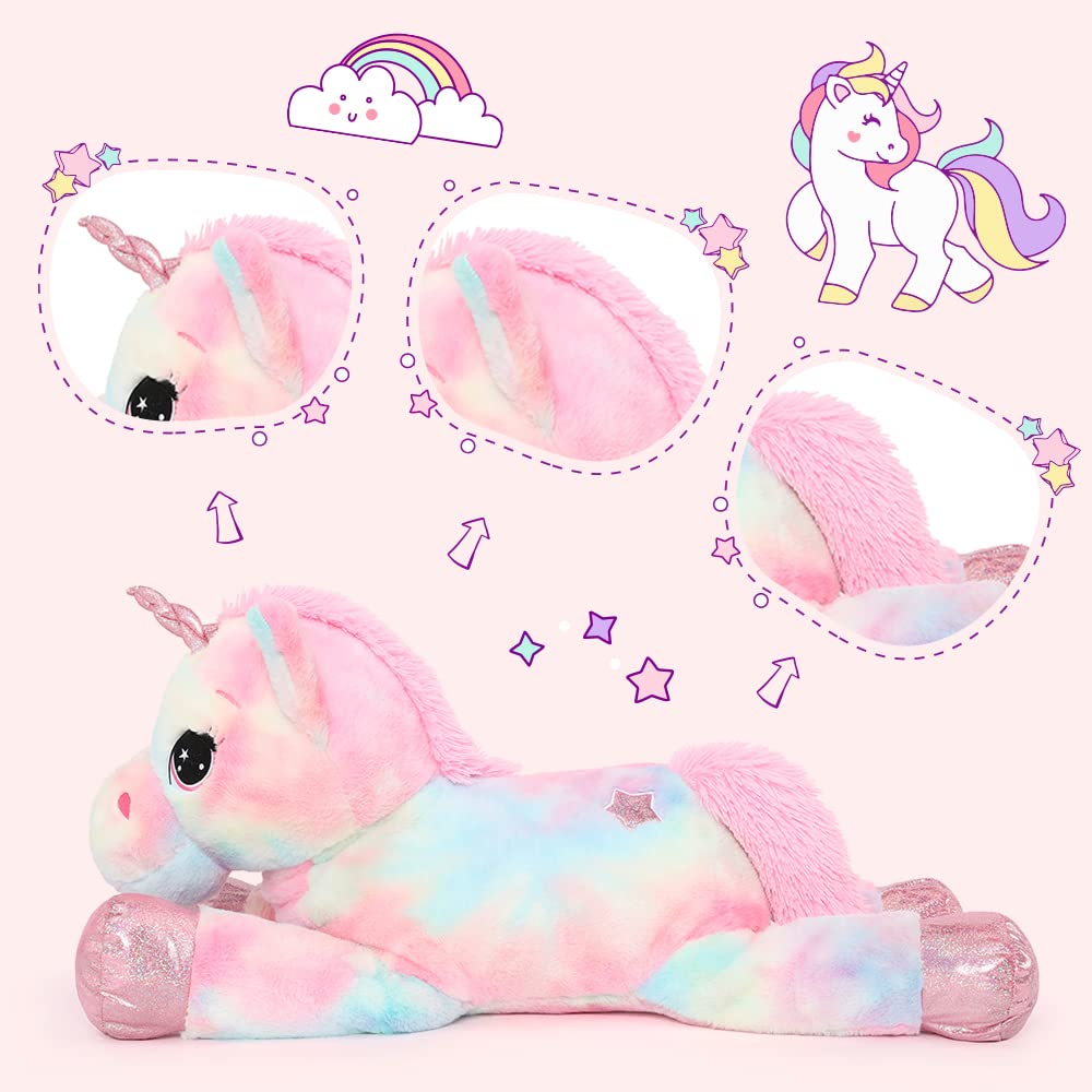 Tezituor 43in Giant Unicorn Plush – Rainbow Pink Unicorn Toy for Girls, Big Gift & Decor