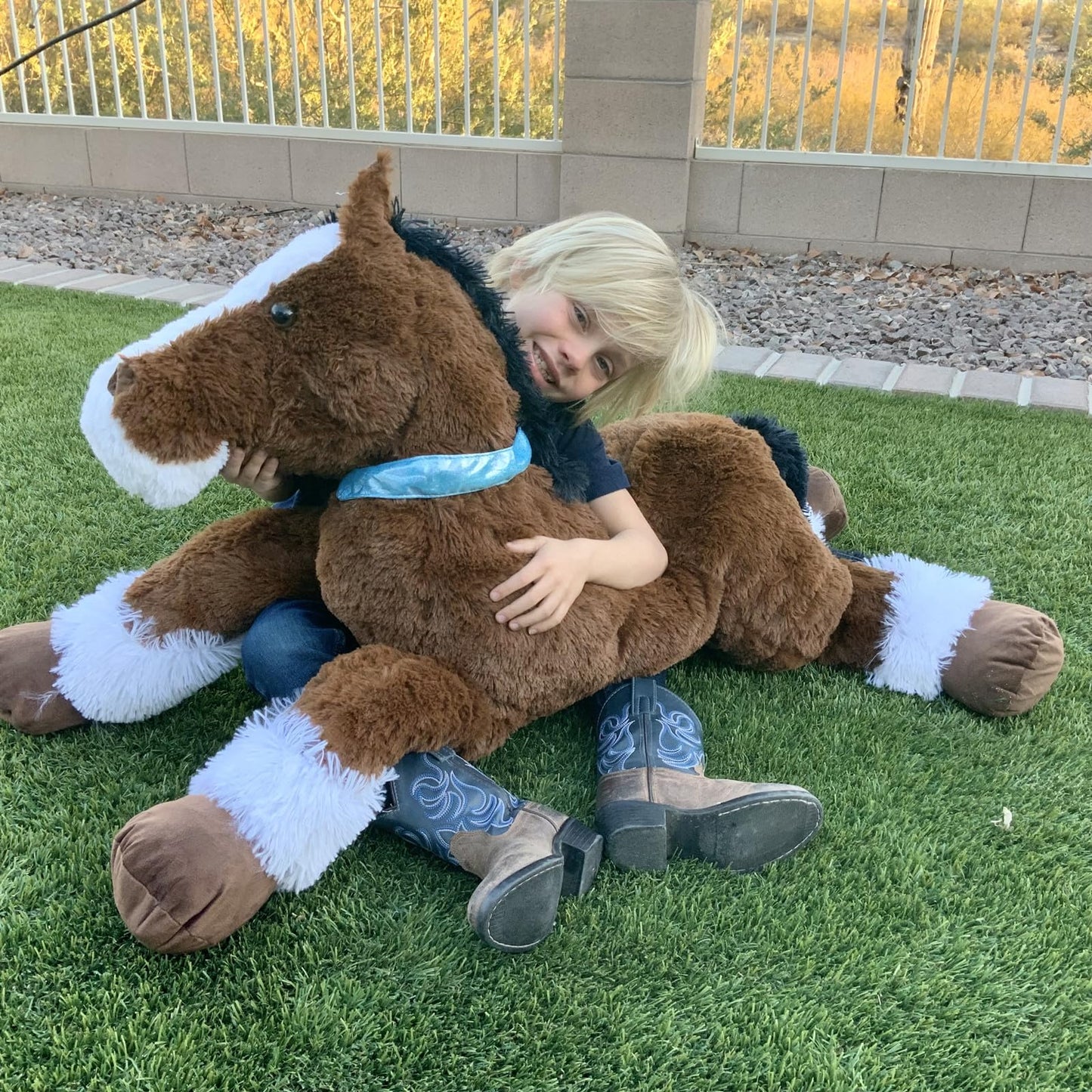 Tezituor 35-Inch Large Horse Plush Toy – Realistic Chocolate Pony Body Pillow