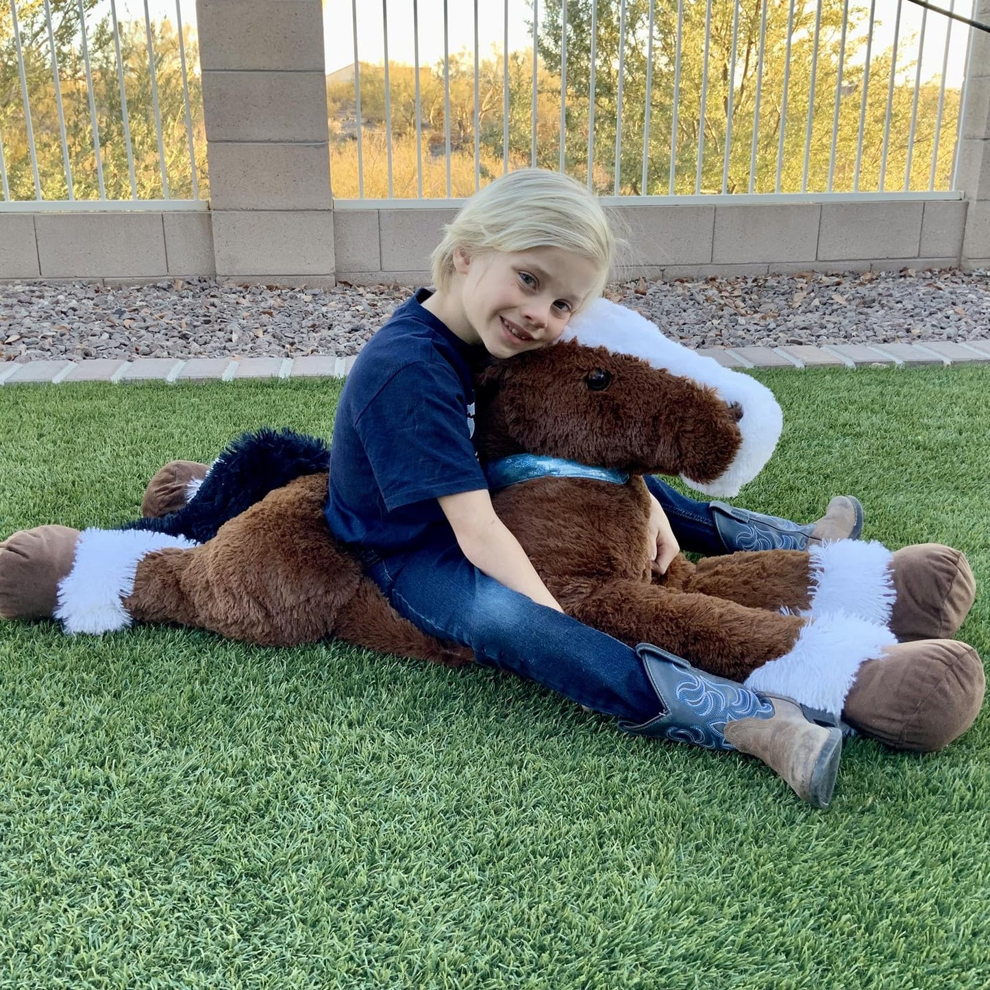 Tezituor 35-Inch Large Horse Plush Toy – Realistic Chocolate Pony Body Pillow