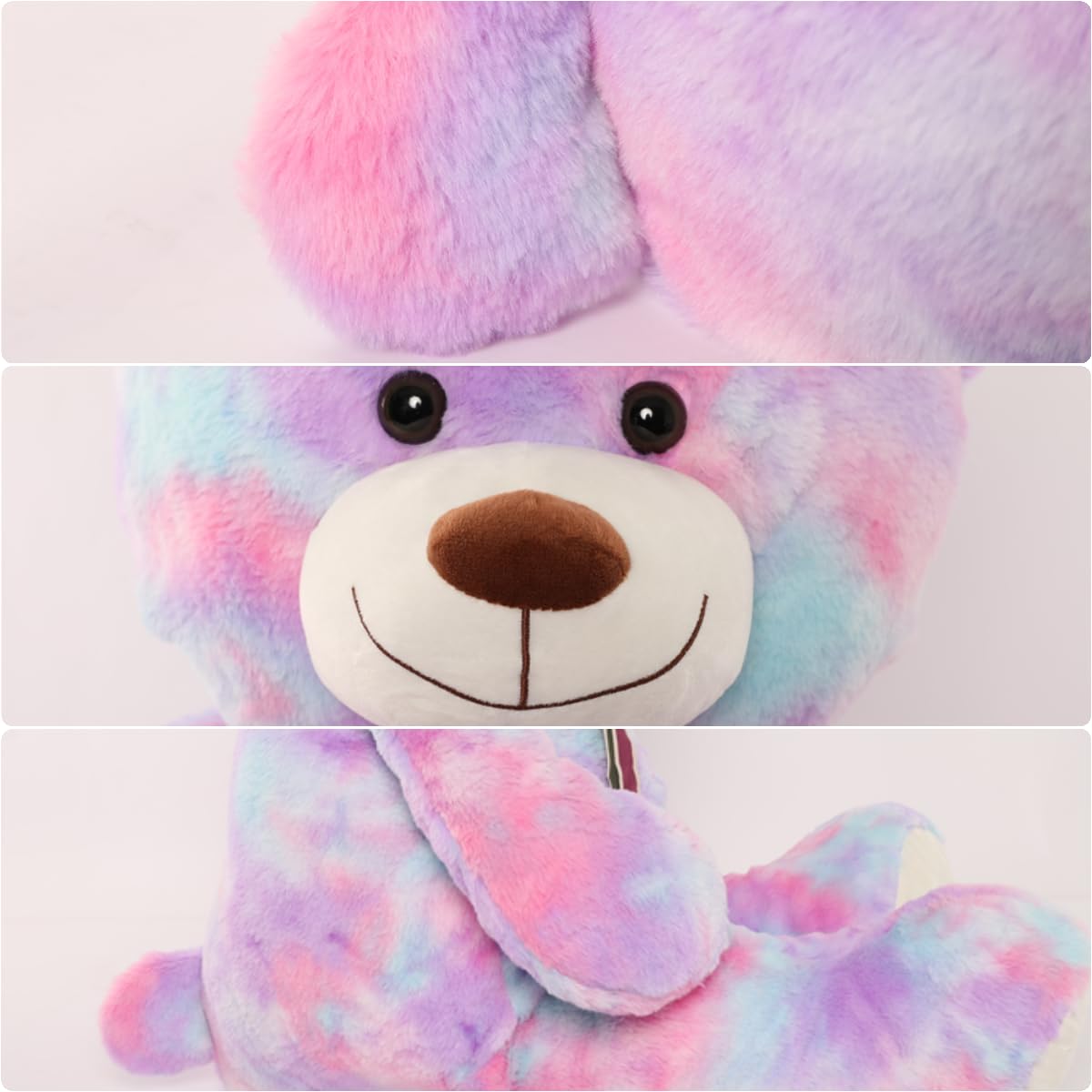 Tezituor Big Teddy Bear - 59-Inch Giant Rainbow Purple Plush, Life-Size Gift for Holidays