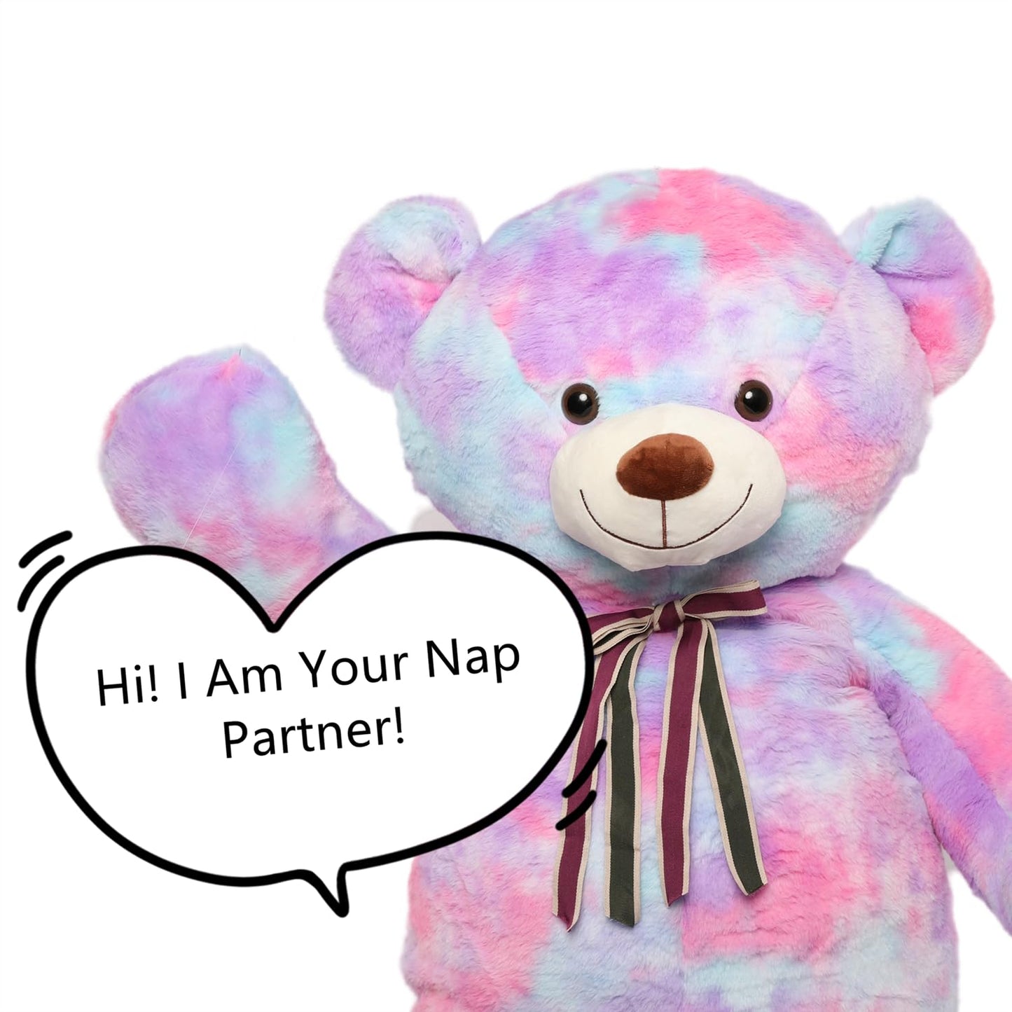 Tezituor Big Teddy Bear - 59-Inch Giant Rainbow Purple Plush, Life-Size Gift for Holidays