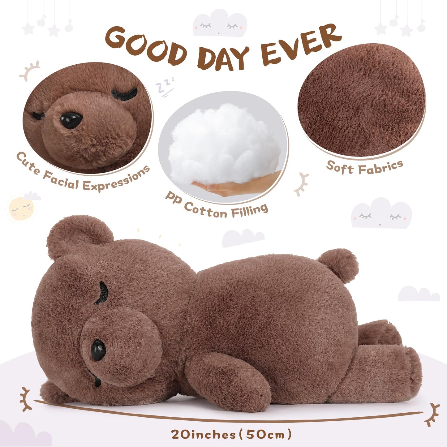 Tezituor 20-Inch Koala Plush – Large Sleeping Pillow & Cuddle Toy for Kids