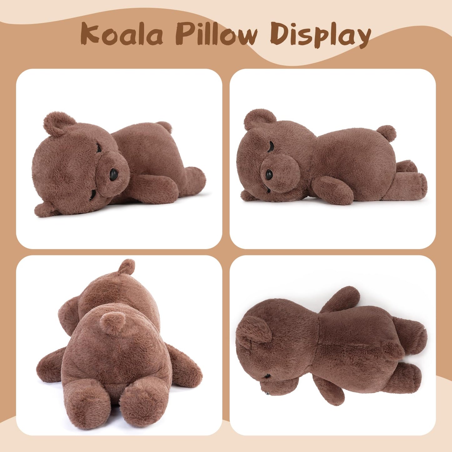 Tezituor 20-Inch Koala Plush – Large Sleeping Pillow & Cuddle Toy for Kids