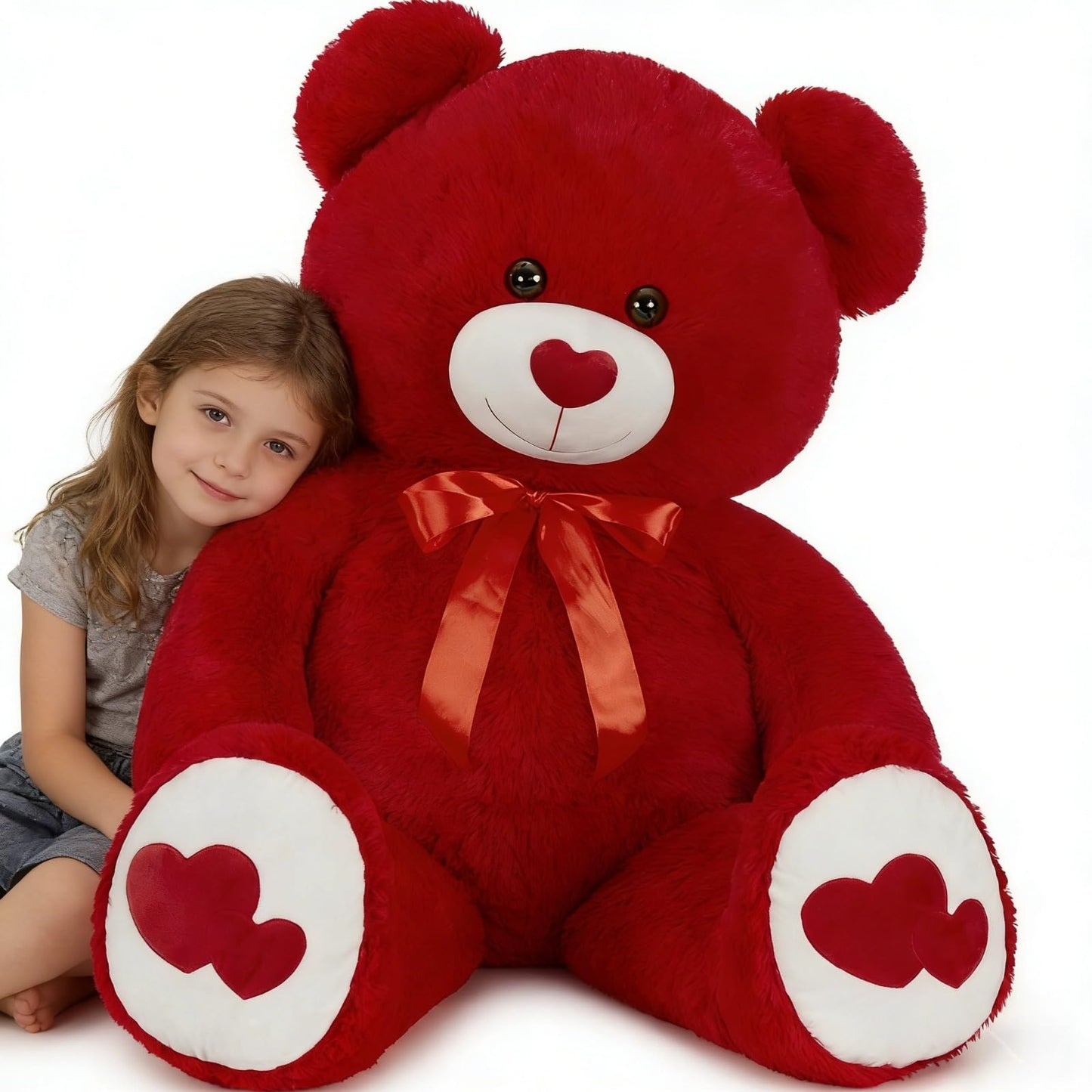 Tezituor 47-Inch Large Teddy Bear with Red Heart – Giant Plush Gift
