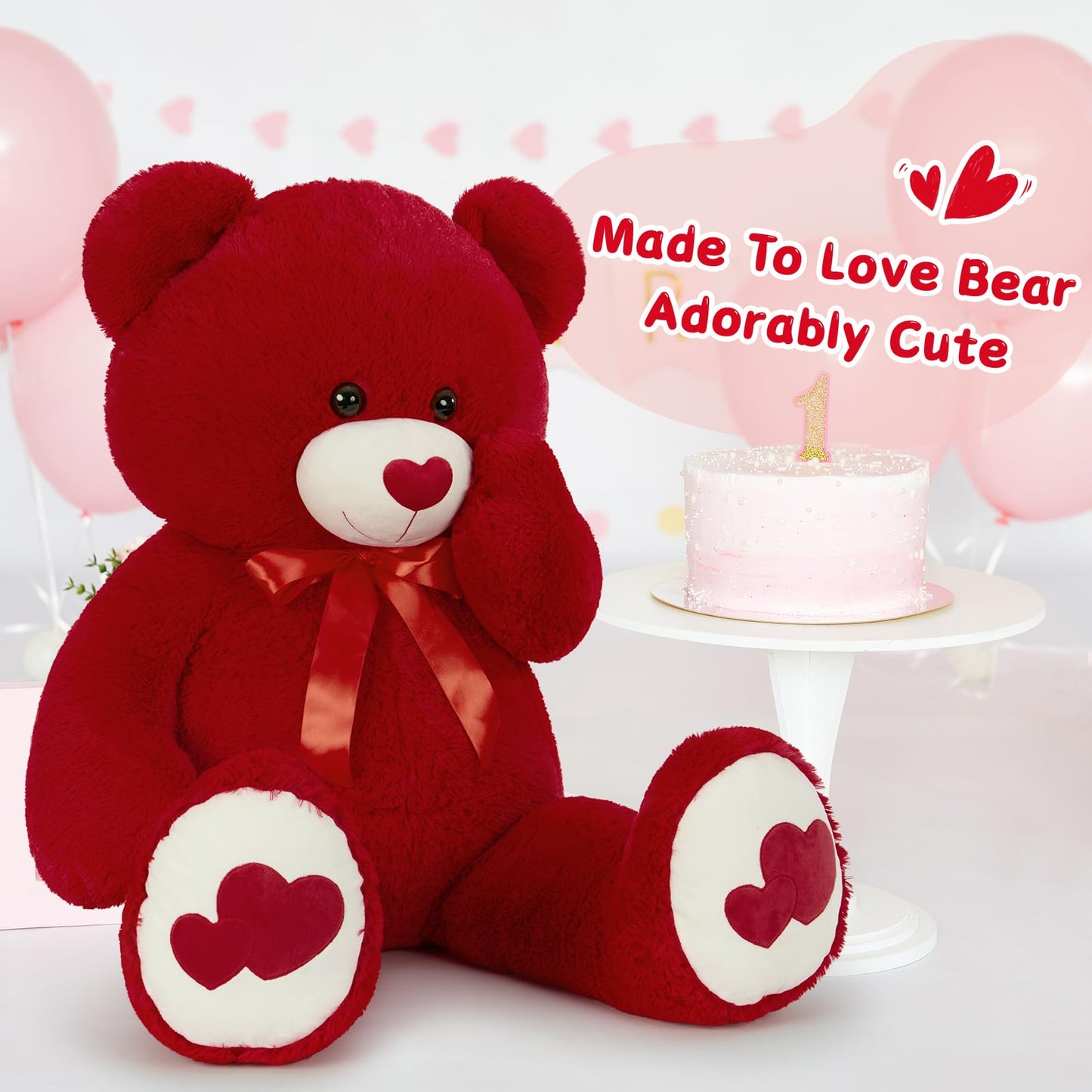 Tezituor 47-Inch Large Teddy Bear with Red Heart – Giant Plush Gift