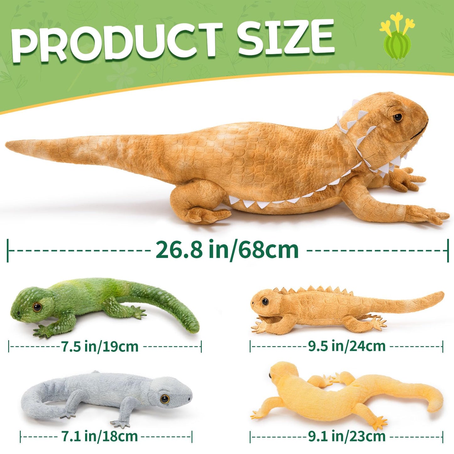 Tezituor Lizard Stuffed Animal with 4 Babies – 26.5-Inch Realistic Bearded Dragon Plush