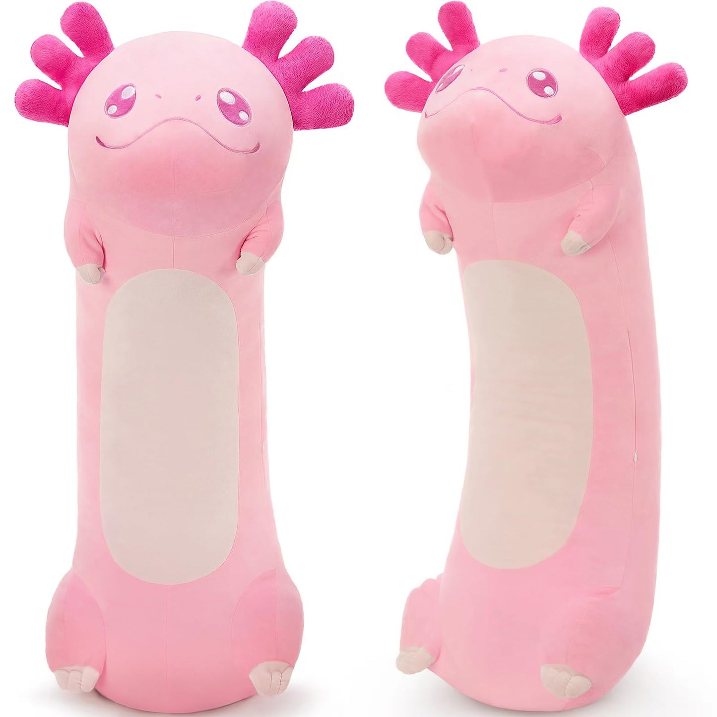 Tezituor Long Axolotl Plush Body Pillow — 39.5-Inch Giant Pink Cuddle Pillow