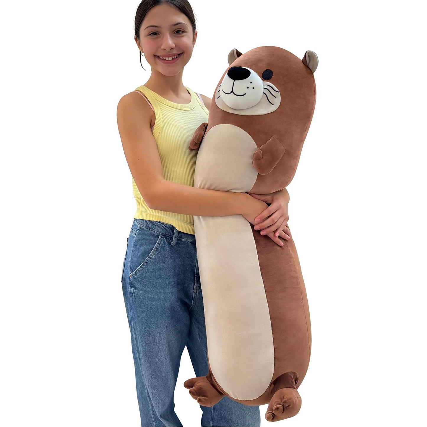 Tezituor Long Otter Plush Pillow - 39.5-Inch Giant Sea Otter Body Pillow for Cozy Snuggles