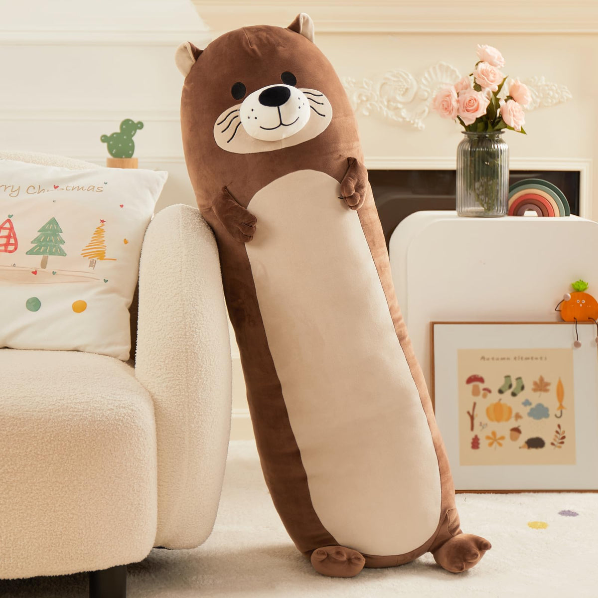 Tezituor Long Otter Plush Pillow - 39.5-Inch Giant Sea Otter Body Pillow for Cozy Snuggles