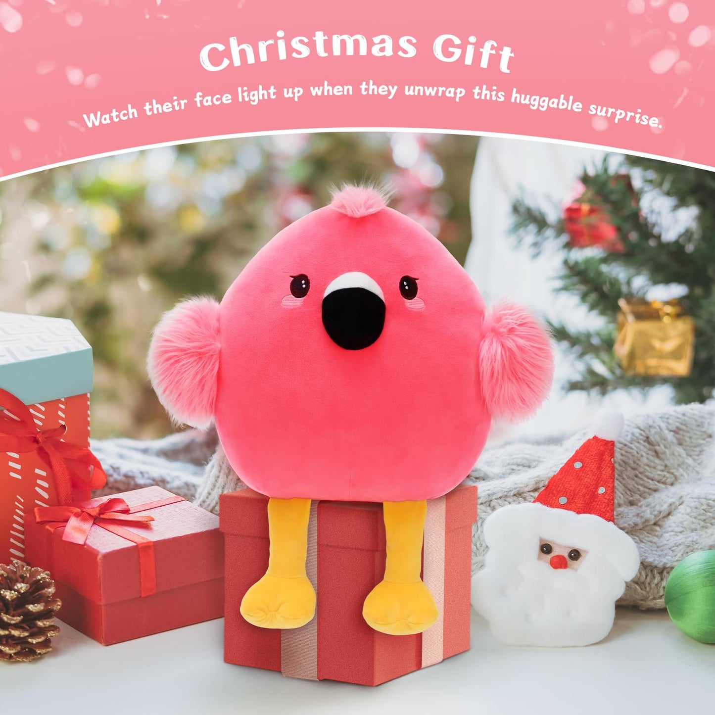 Tezituor Easter Pink Flamingo Stuffed Animal – Soft Plush Flamingo Toy & Zippered Pillow