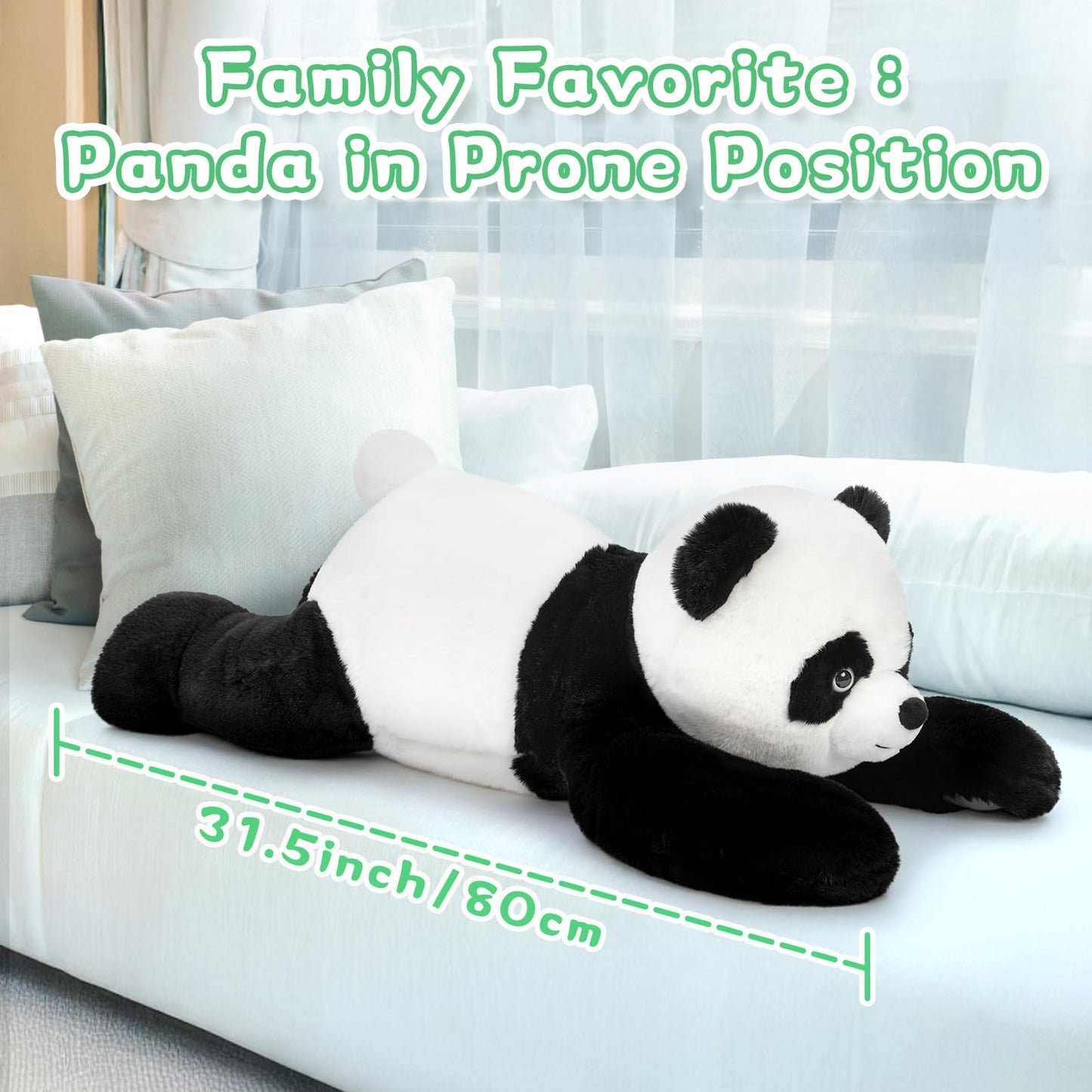 Tezituor Giant Panda Plush — 31.5-Inch Jumbo Panda Stuffed Animal for Kids & Adults