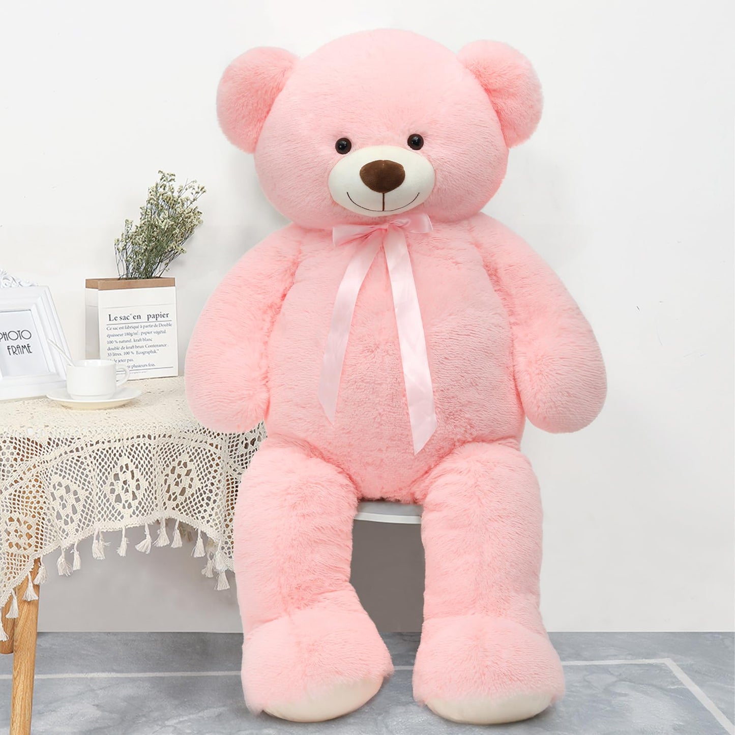 Tezituor 59-Inch Valentines Pink Giant Teddy Bear | 5ft Soft Plush Gift