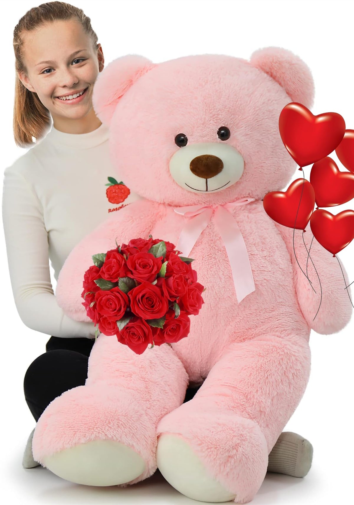 Tezituor Pink Valentines Teddy Bear – 40-Inch Giant Plush Plush Toy for Hugs, Gifts, and Decor