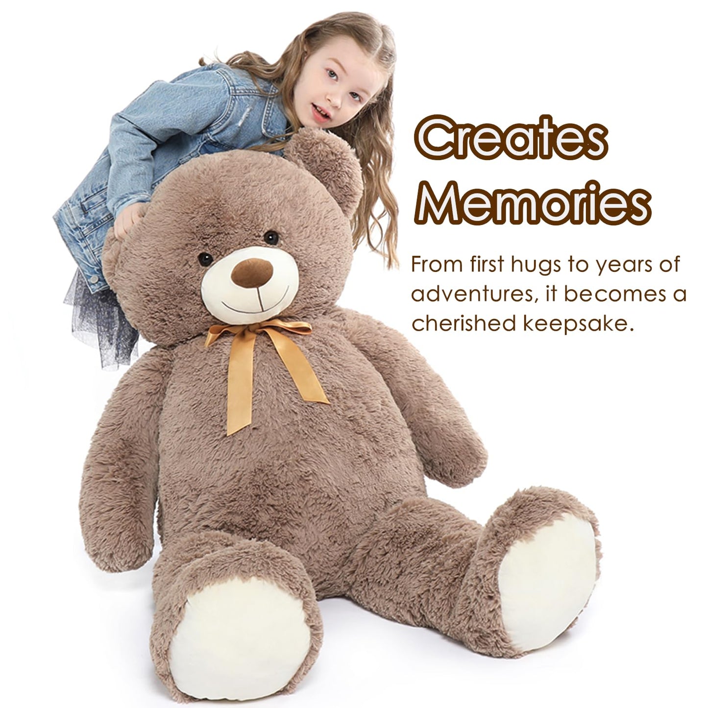 Tezituor 5ft Giant Teddy Bear - 59-Inch Brown Stuffed Animal for Gifts