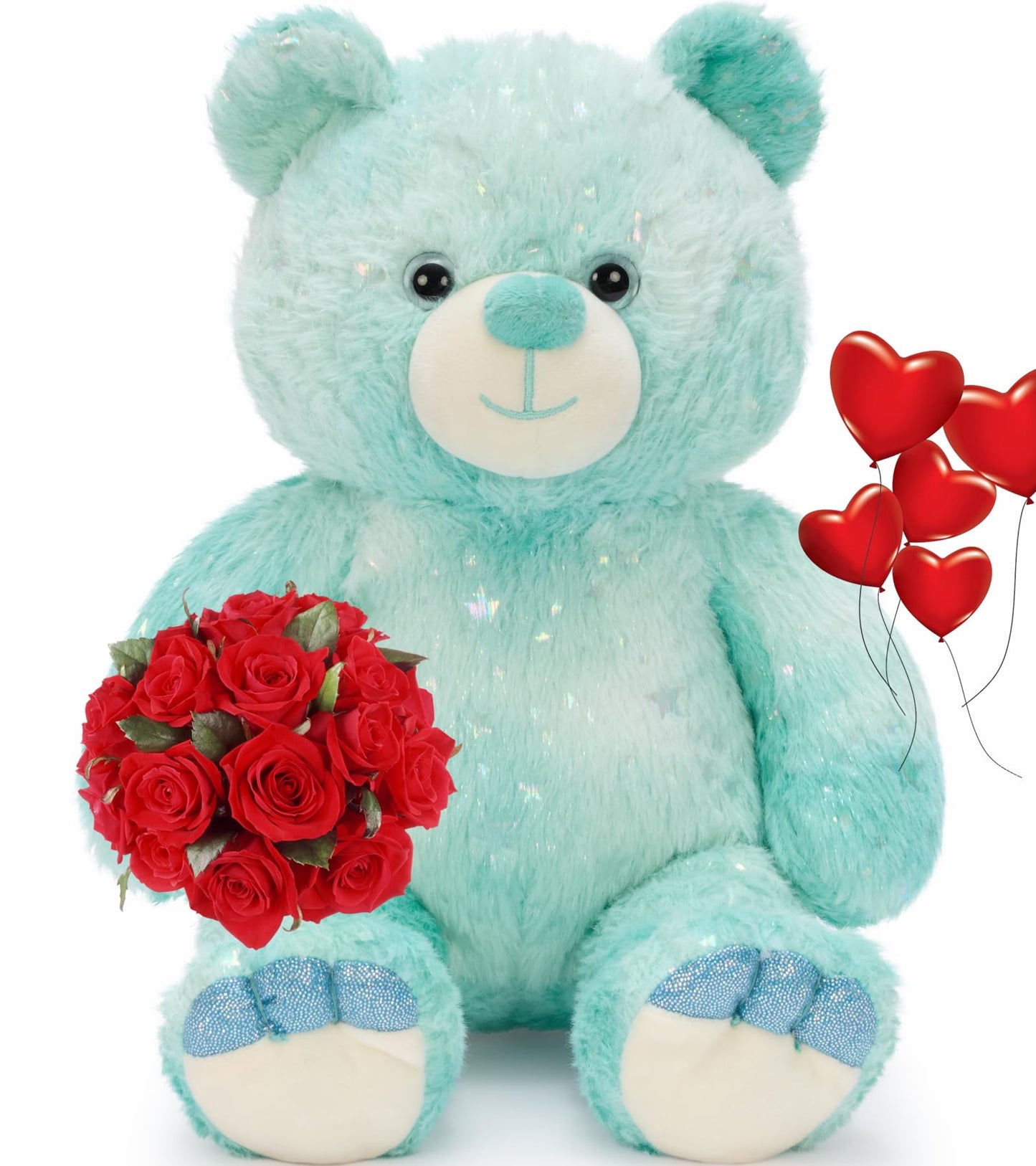 Tezituor Rainbow Bear Plush 13.78in – Soft Teddy, Huggable Gift