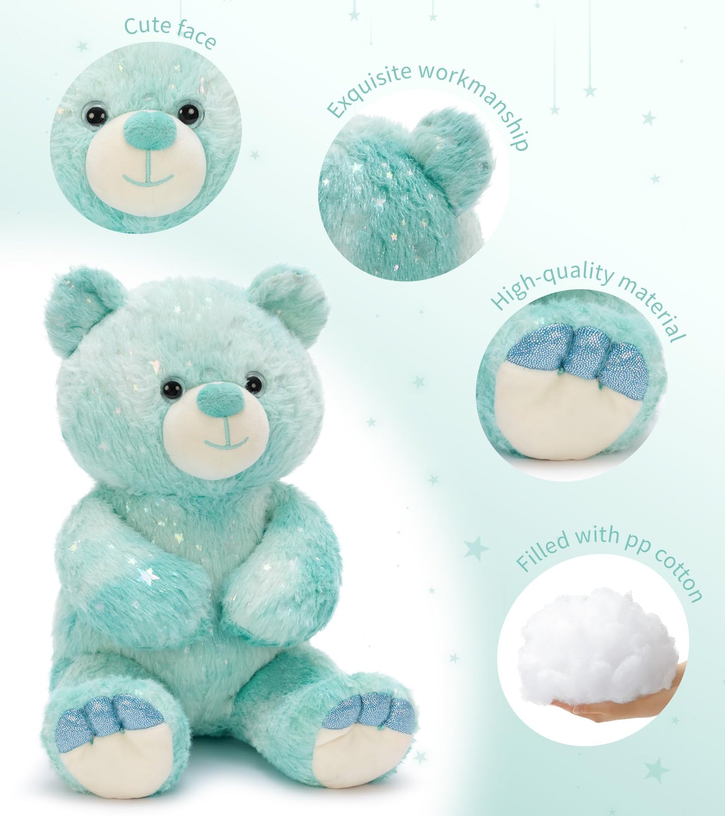 Tezituor Rainbow Bear Plush 13.78in – Soft Teddy, Huggable Gift