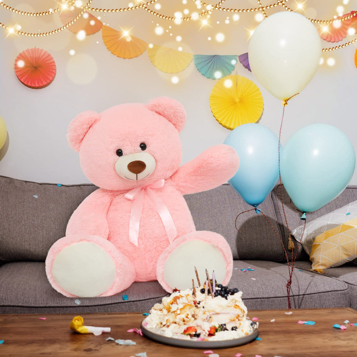 Tezituor Pink Valentines Teddy Bear – 40-Inch Giant Plush Plush Toy for Hugs, Gifts, and Decor