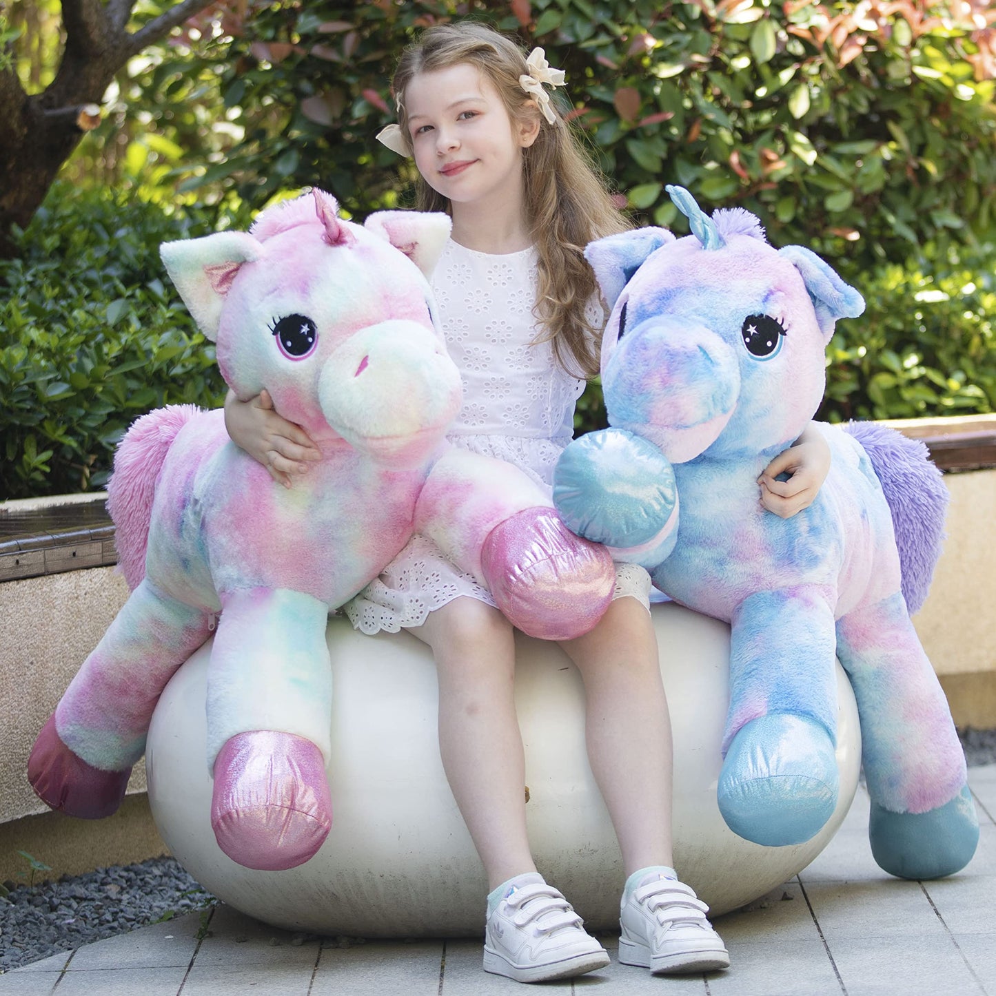 Tezituor 43in Giant Unicorn Plush – Rainbow Pink Unicorn Toy for Girls, Big Gift & Decor