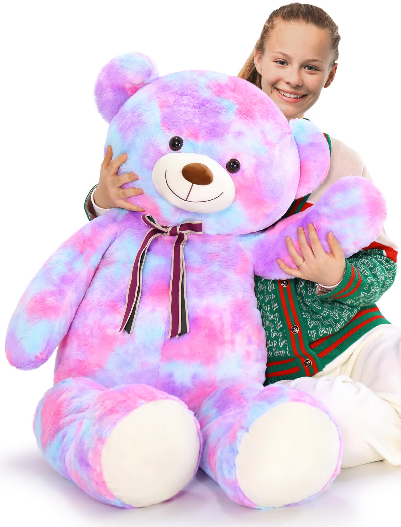 Tezituor 52-Inch Rainbow Purple Teddy Bear – Giant Plush Toy Gift